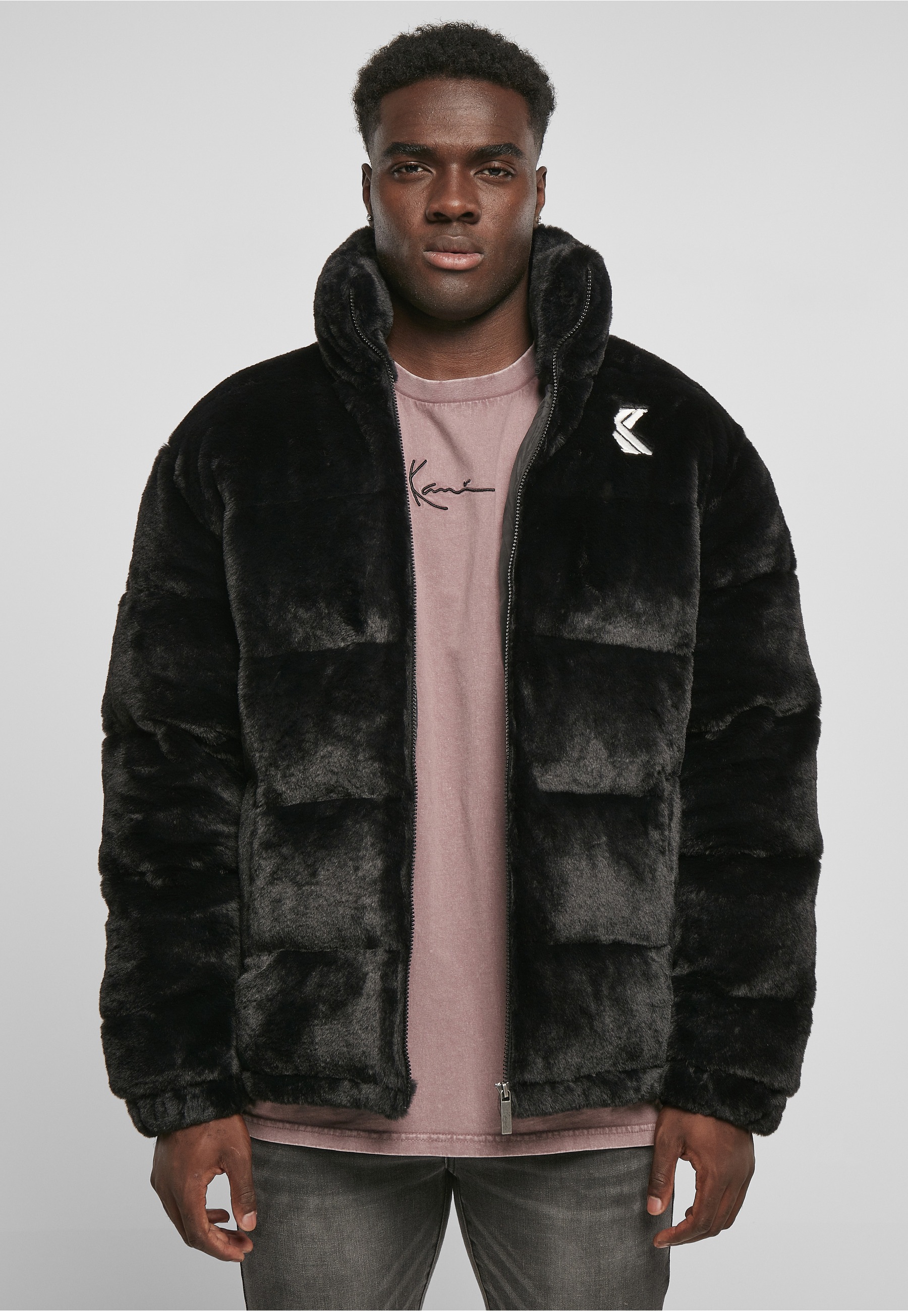 Karl Kani Winterjacke »Karl Kani Herren KM214-014-1 OG Fake Fur Puffer Jacket black« 1 Stk. tlg. ohne Kapuze