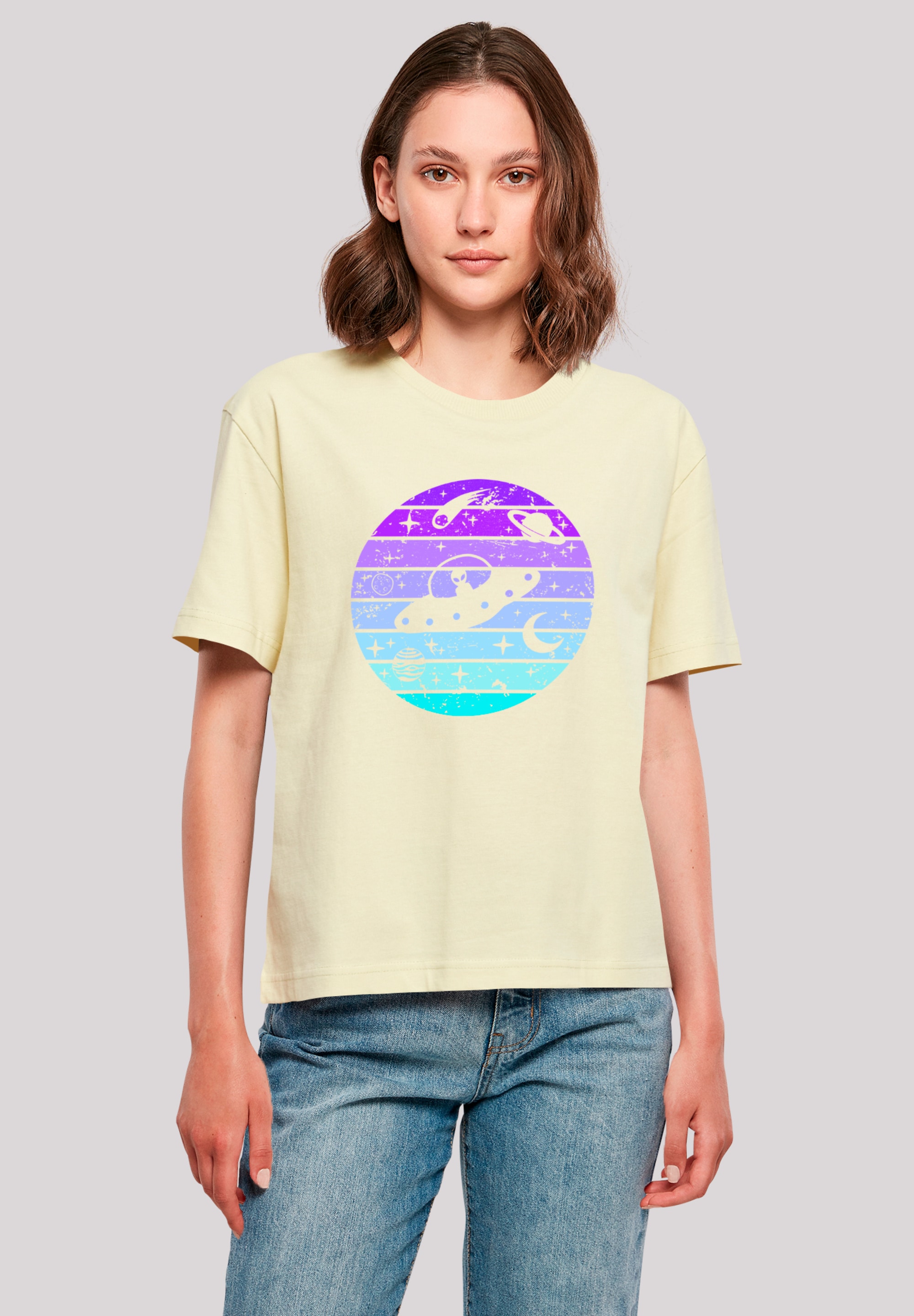 F4NT4STIC T-Shirt "Retro Alien Weltraum Sonnenuntergang", Premium Qualität günstig online kaufen