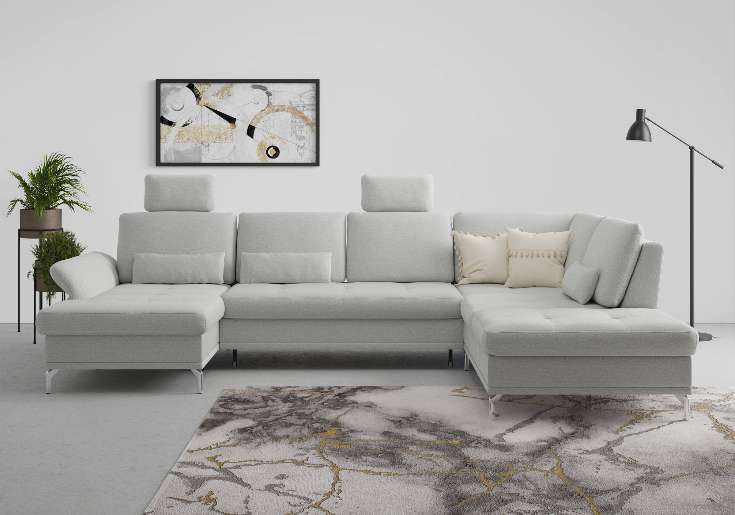 Home affaire Wohnlandschaft "Palm Beach U-Form" Federkern, mit Sitztiefenve günstig online kaufen