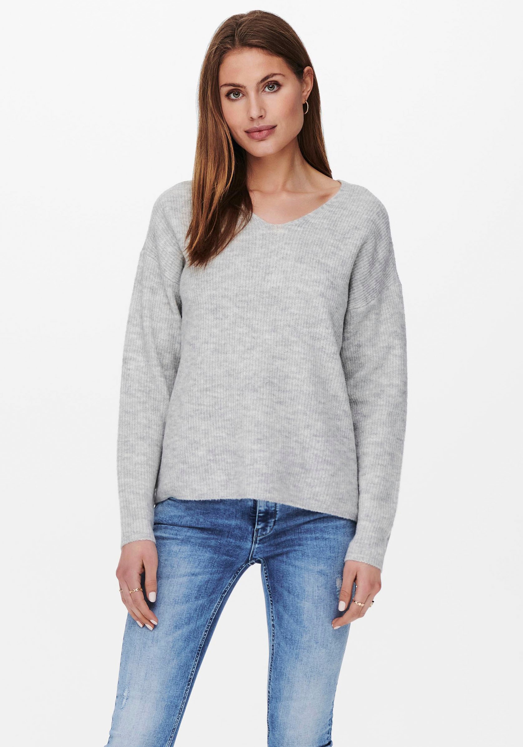 ONLY "ONLCAMILLA V-NECK L/S PULLOVER KNT NOOS" Materialmix, regular fit