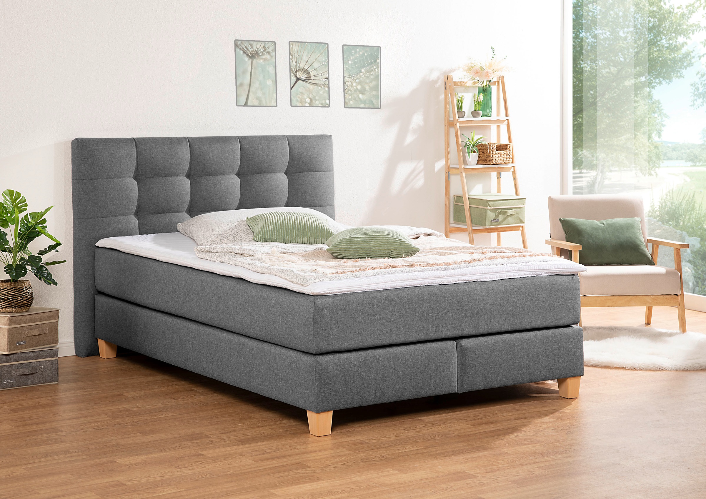 Home affaire Boxspringbett "Moulay", inkl. Topper, in Überlänge 220 cm, 3 H günstig online kaufen