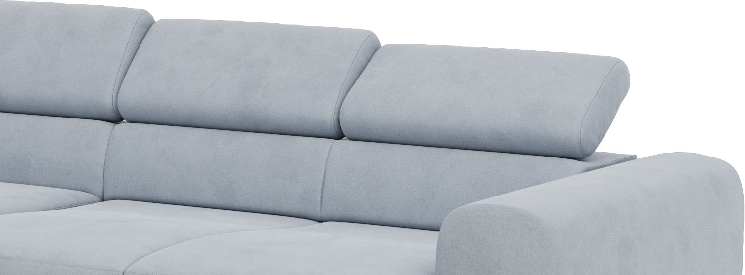 Places of Style Ecksofa »Carlo L-Form«, mit Kopfteilverstellung & Holz-Rahmenoptik, wahlweise Relaxfunktion