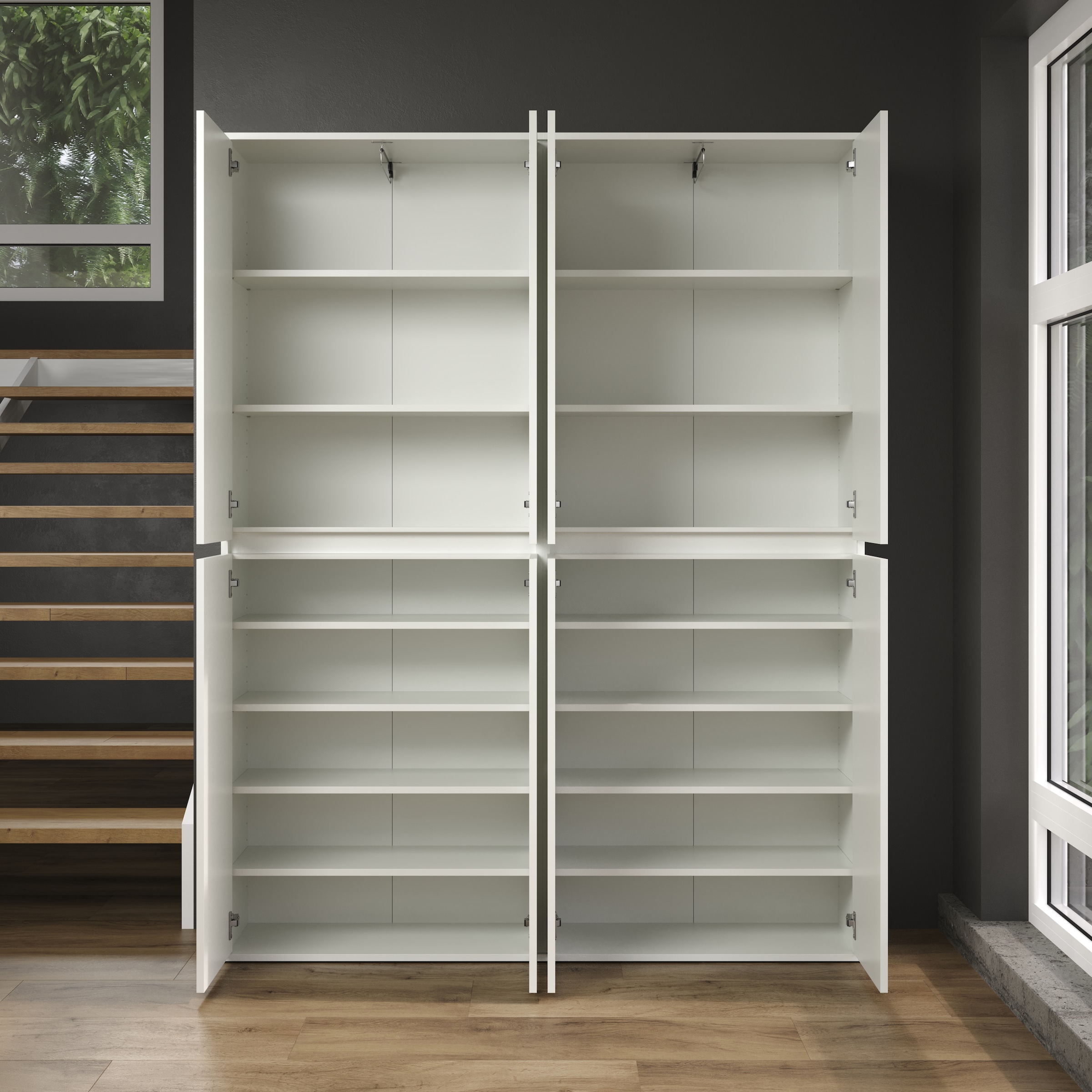 INOSIGN Garderoben-Set »Novara«, (Komplett-Set, 2 St.), Garderobenschränke mit insgesamt 16 Fächern - (B/T/H) 148/34/191 cm