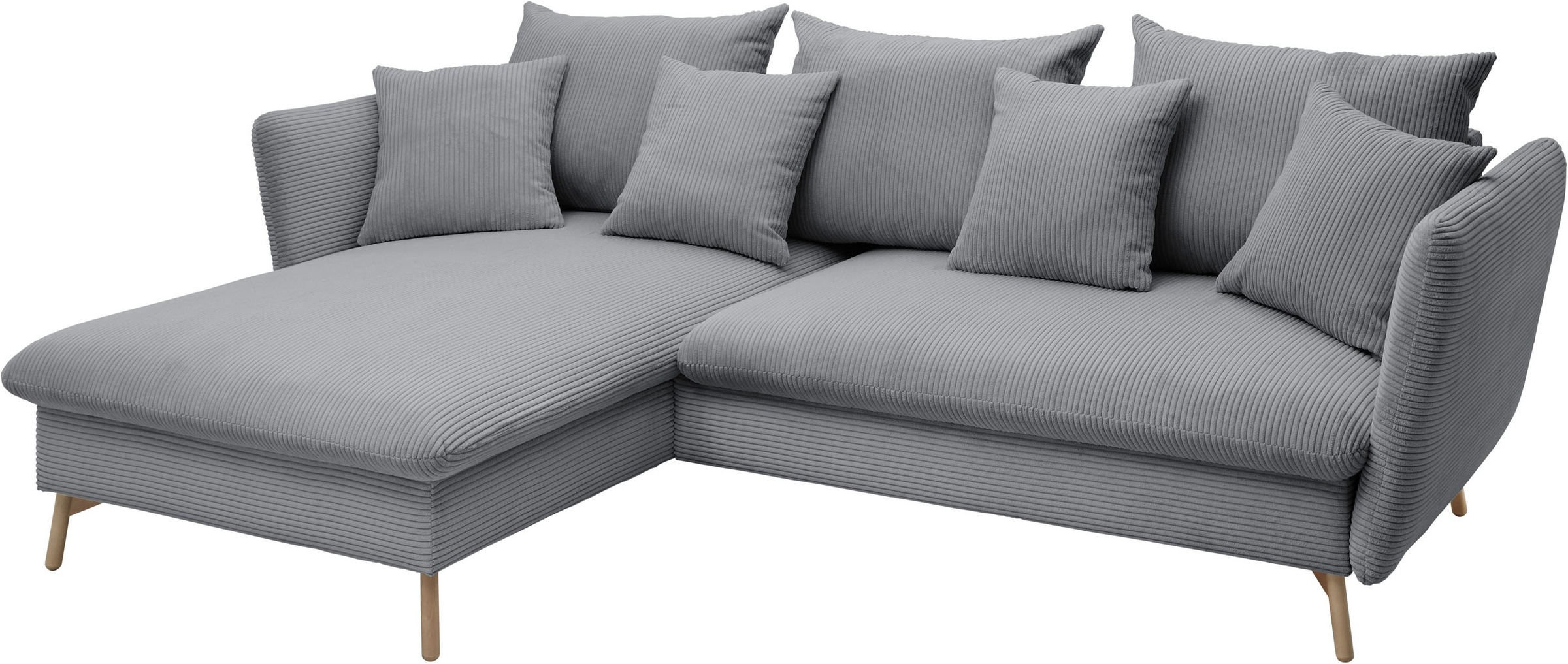 andas Ecksofa »MERLE, 258 cm, L-Form, traumhafter Cord,«, mit Bettfunktion und Bettkasten, Liegefläche 224 x 139