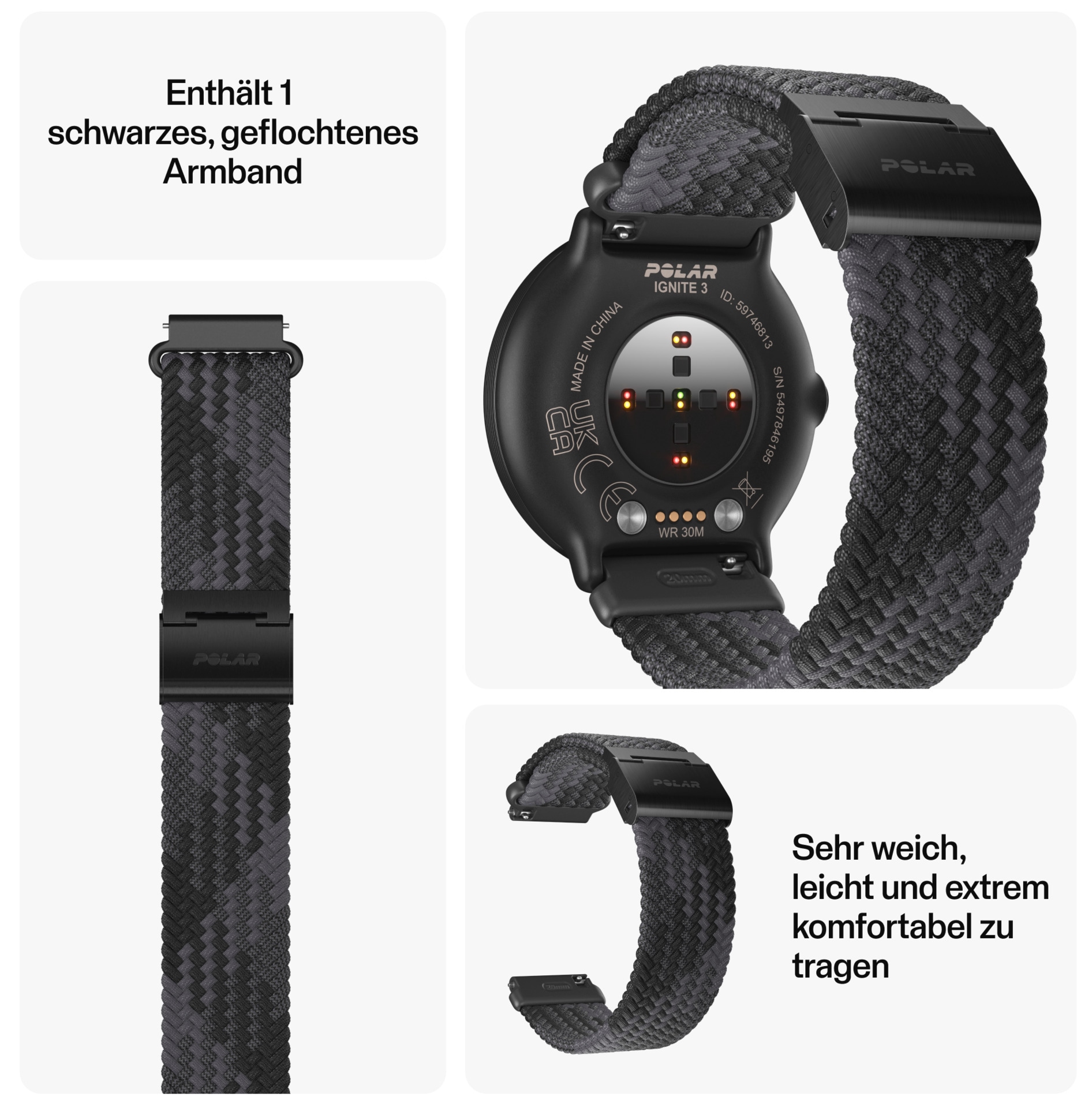 Polar Smartwatch »IGNITE 3 BRAIDED YARN«, (3,3 cm / 1,28 Zoll), Proprietär, 0,005 GB,)