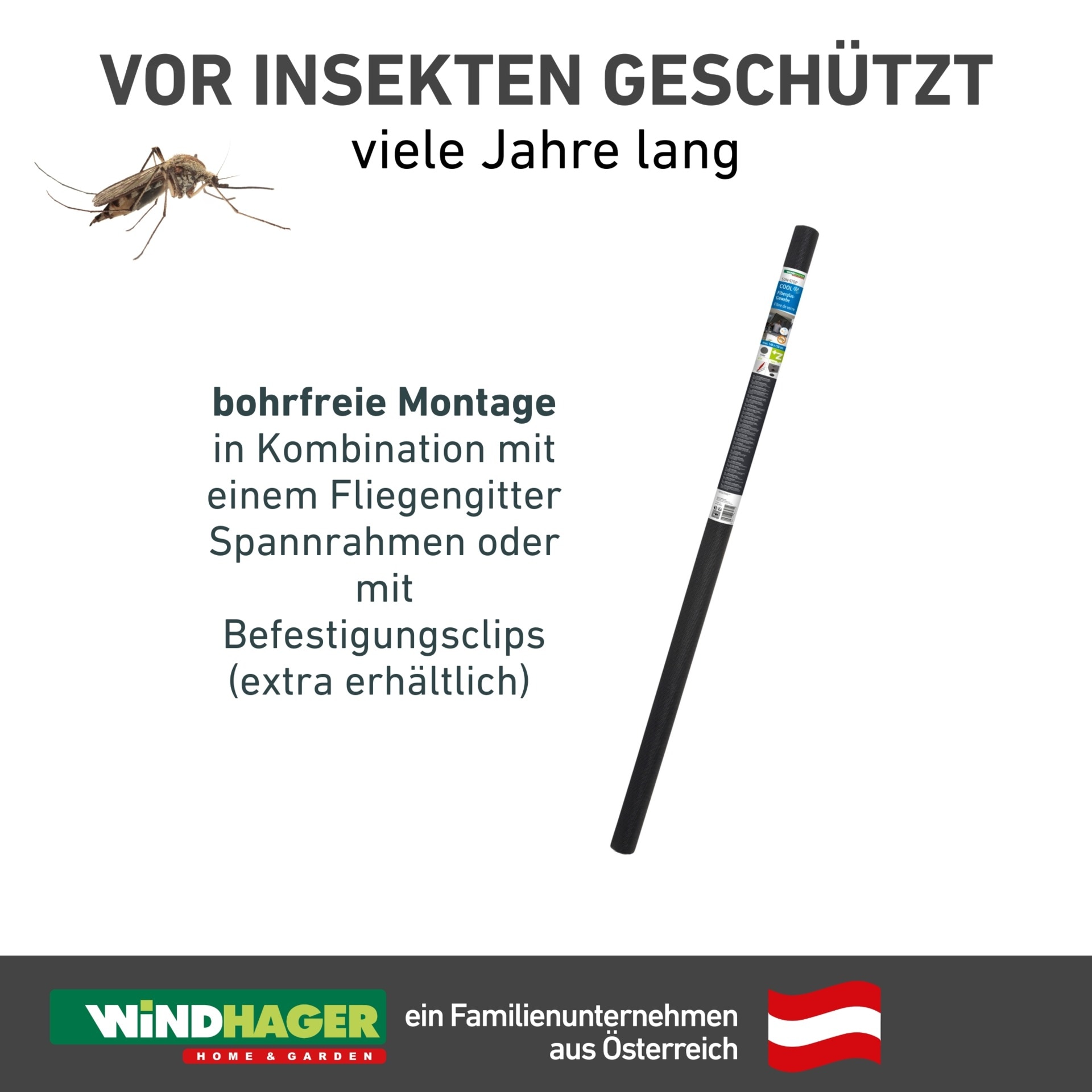 Windhager Fliegengitter-Gewebe »COOL Sonnenschutz, Verwendung mit exkl. Rahmen oder Klebehaken« Packung, 1 Stk. tlg. Insektenschutz- und Schattengewebe für Fenster, 140 x 150cm, anthrazit