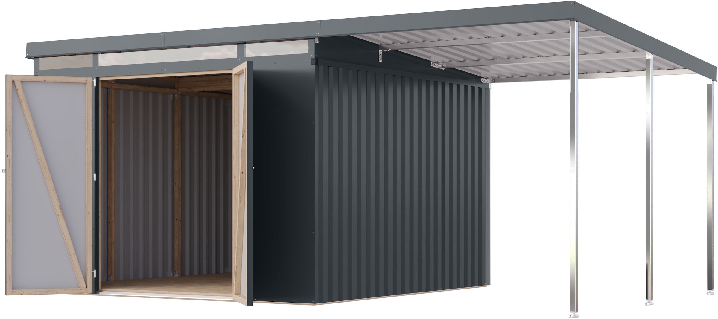 Karibu Gerätehaus »Argonium 3,5 SET mit Anbaudach«