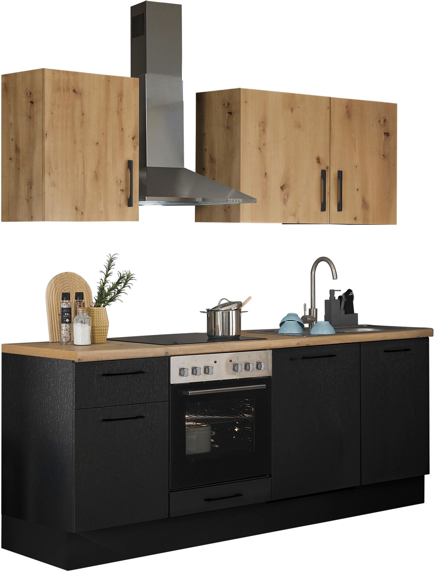 BASIC by Balculina Küchenzeile »Turin«, Breite 220 cm, wahlweise mit E-Geräten