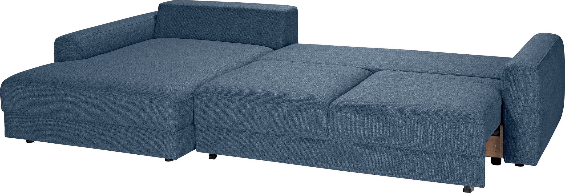 Ecksofa TRENDMANUFAKTUR "Bourbon II, hoher Sitzkomfort, extrabreite Recamiere für Relaxkomfort", blau (blau horizon), B:303cm H:84cm T:176cm, 100% Polyester, Sofas, Ecksofa, wahlweise mit Bettfunktion und Bettkasten, zeitlos und elegant, L-Form 6