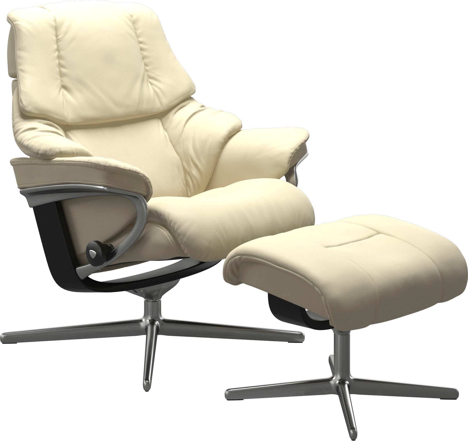 Stressless® Relaxsessel »Reno«, (Set, Relaxsessel mit Hocker), mit Hocker, mit Cross Base, Größe S, M & L, Holzakzent Schwarz