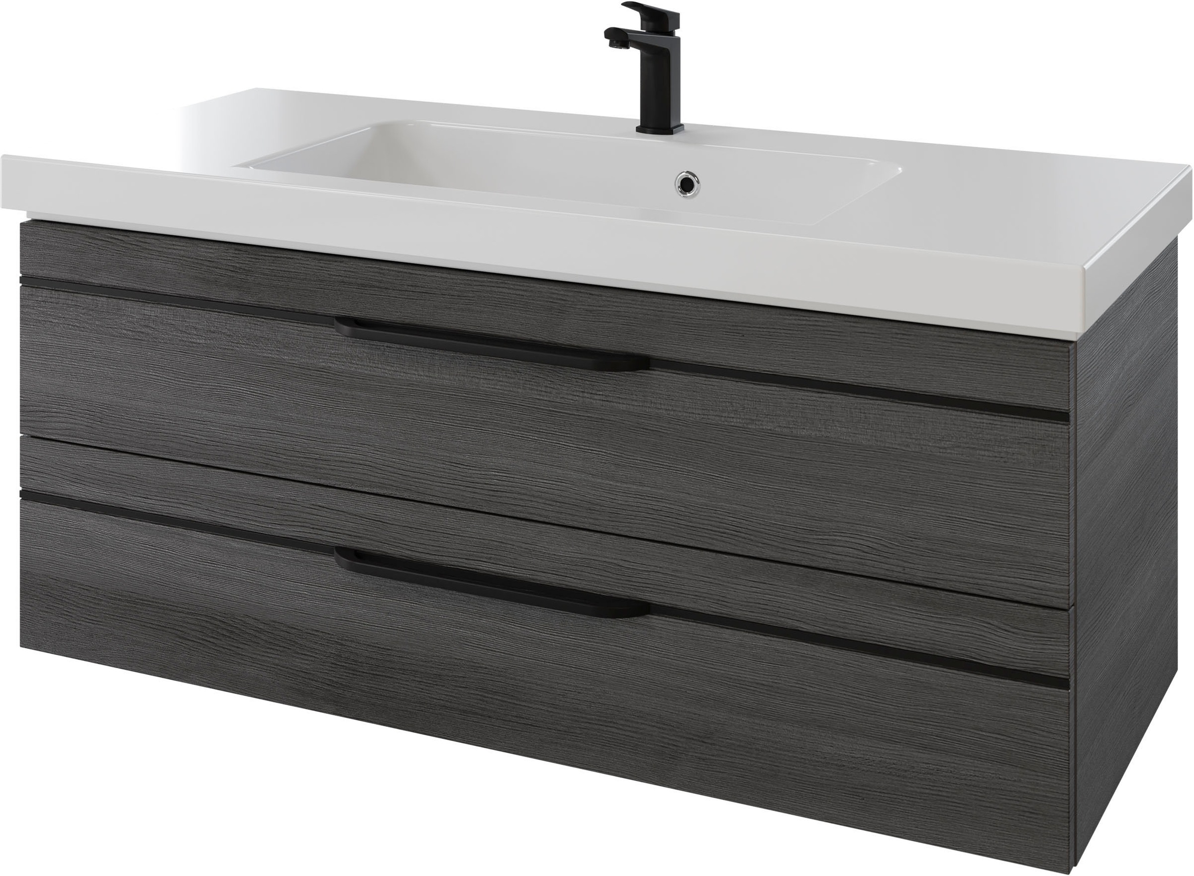 Saphir Badmöbel-Set »Balto 2-teilig Mineralmarmor-Waschtisch mit LED-Spiegel, 123 cm breit«, (2 St.), Waschplatz mit 2 Schubladen, Badschrank inkl. Schubladendämpfer