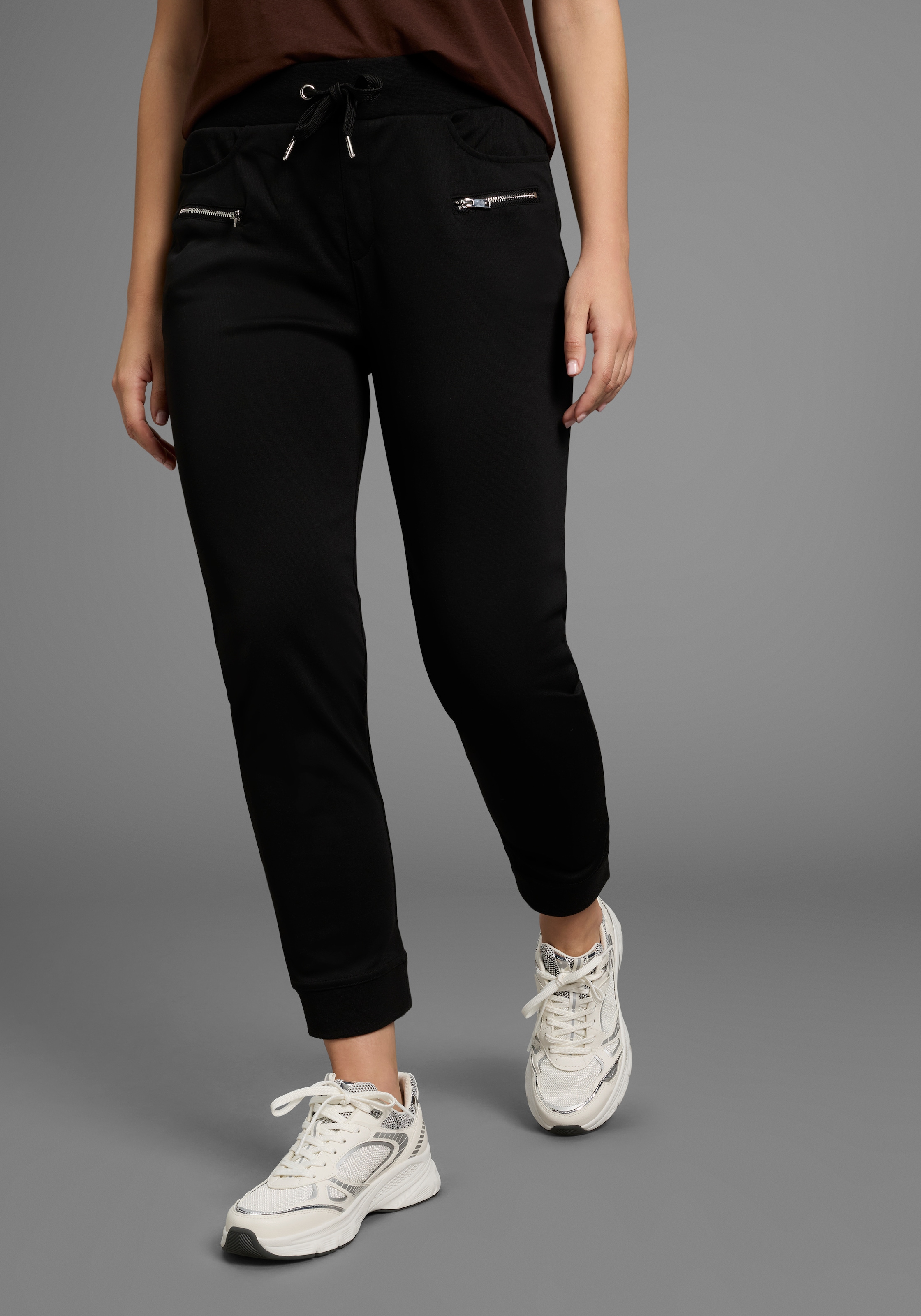 Bruno Banani Jerseyhose knöchellang, aus elastischem Milano Rib, schmale Beinform