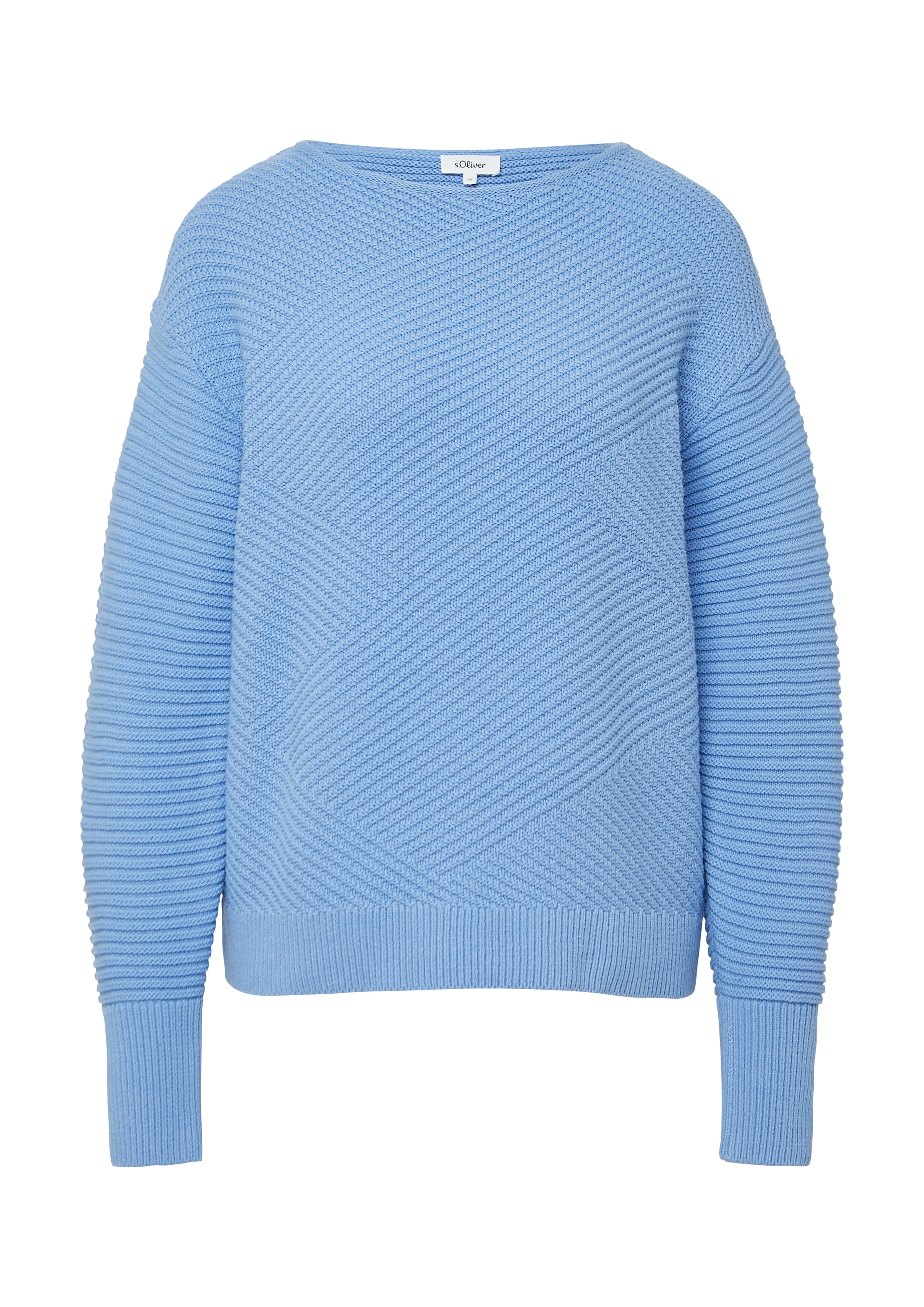 s.Oliver Strickpullover, mit Strick-Muster und Rundhals