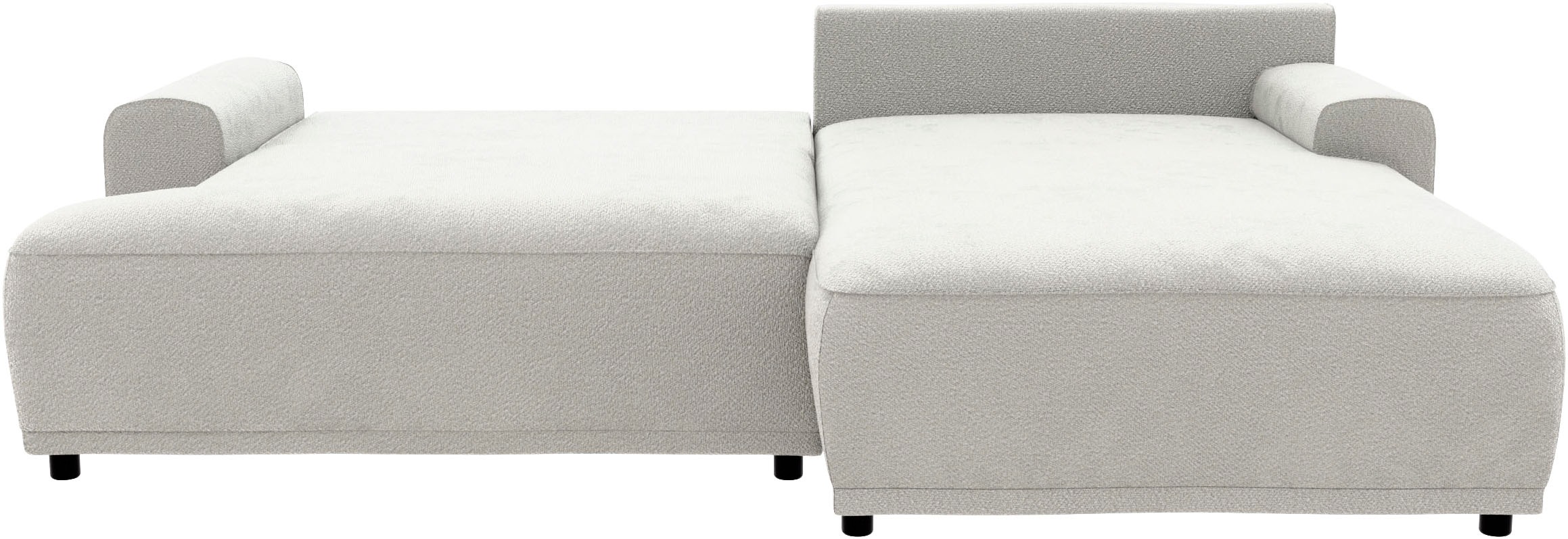 TRENDMANUFAKTUR Ecksofa »Fordon, Schlafsofa mit Bettkasten, Couch in L-Form, Breite 250 cm«, in Struktur fein LEO, haustierfreundlich, wollweiß, Recamiere rechts
