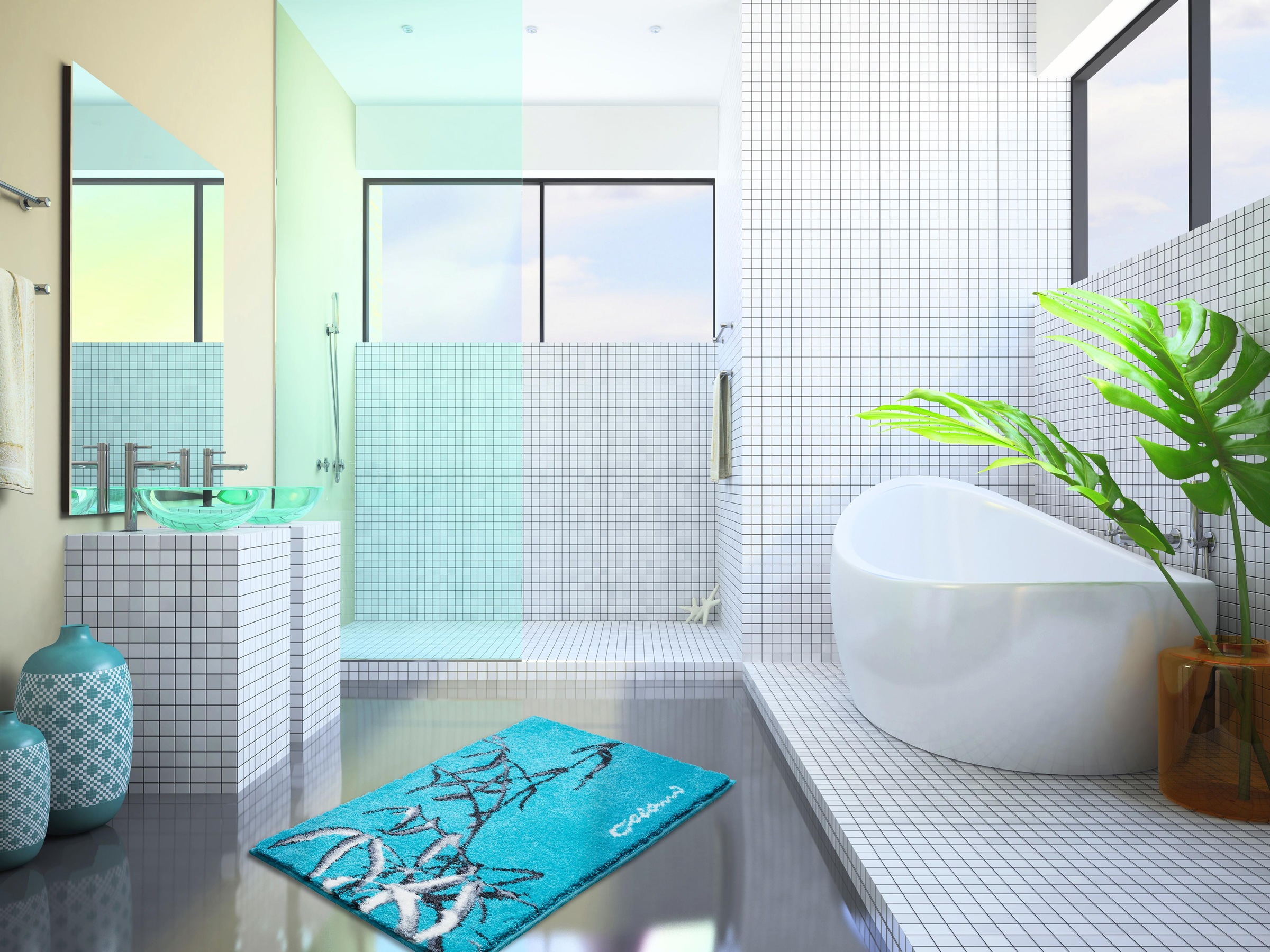 Colani Badematte "Colani 23" Höhe 24 mm rutschhemmend beschichtet fußbodenheizungsgeeignet