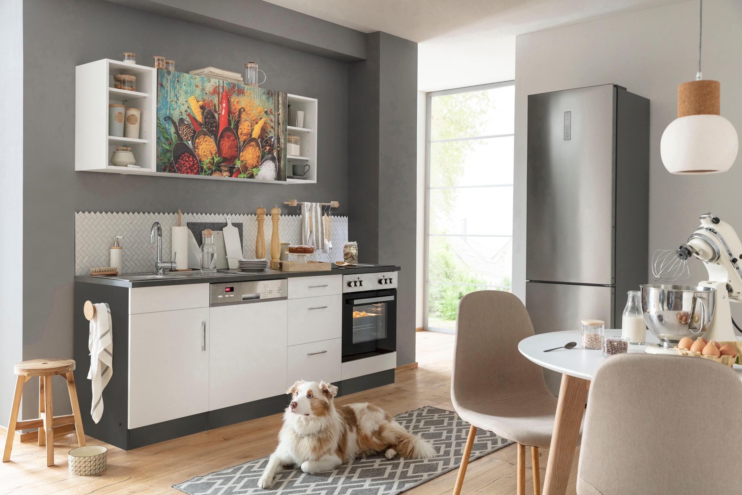 KOCHSTATION Küchenzeile »KS-Paris«, ohne E-Geräte, Breite 220 cm