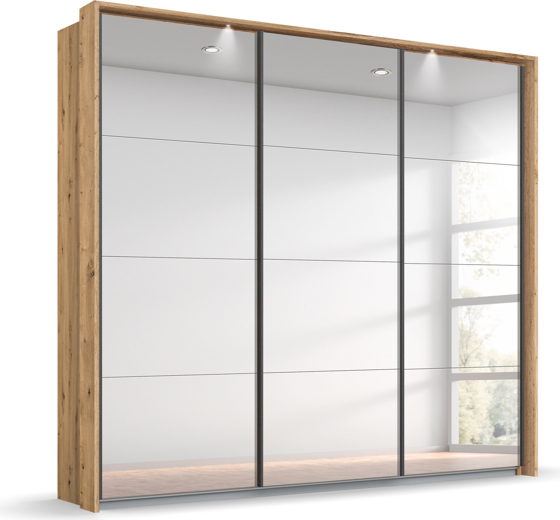 rauch Schwebetürenschrank »Oteli«, mit Spiegelfront und Passepartout optional mit Beleuchtung