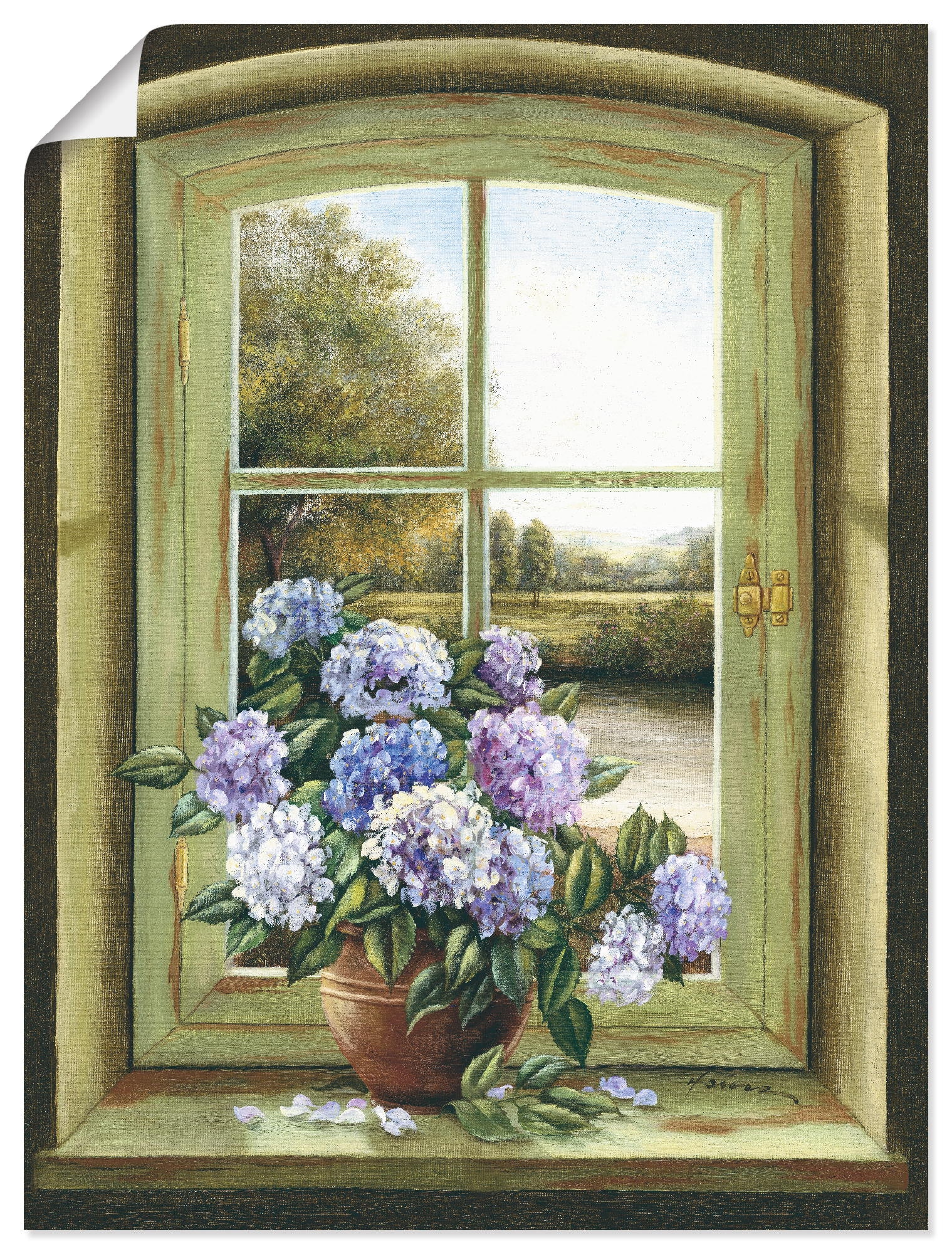 Artland Wandbild "Hortensien am Fenster" Arrangements 1 Stk. tlg. als Alubi günstig online kaufen
