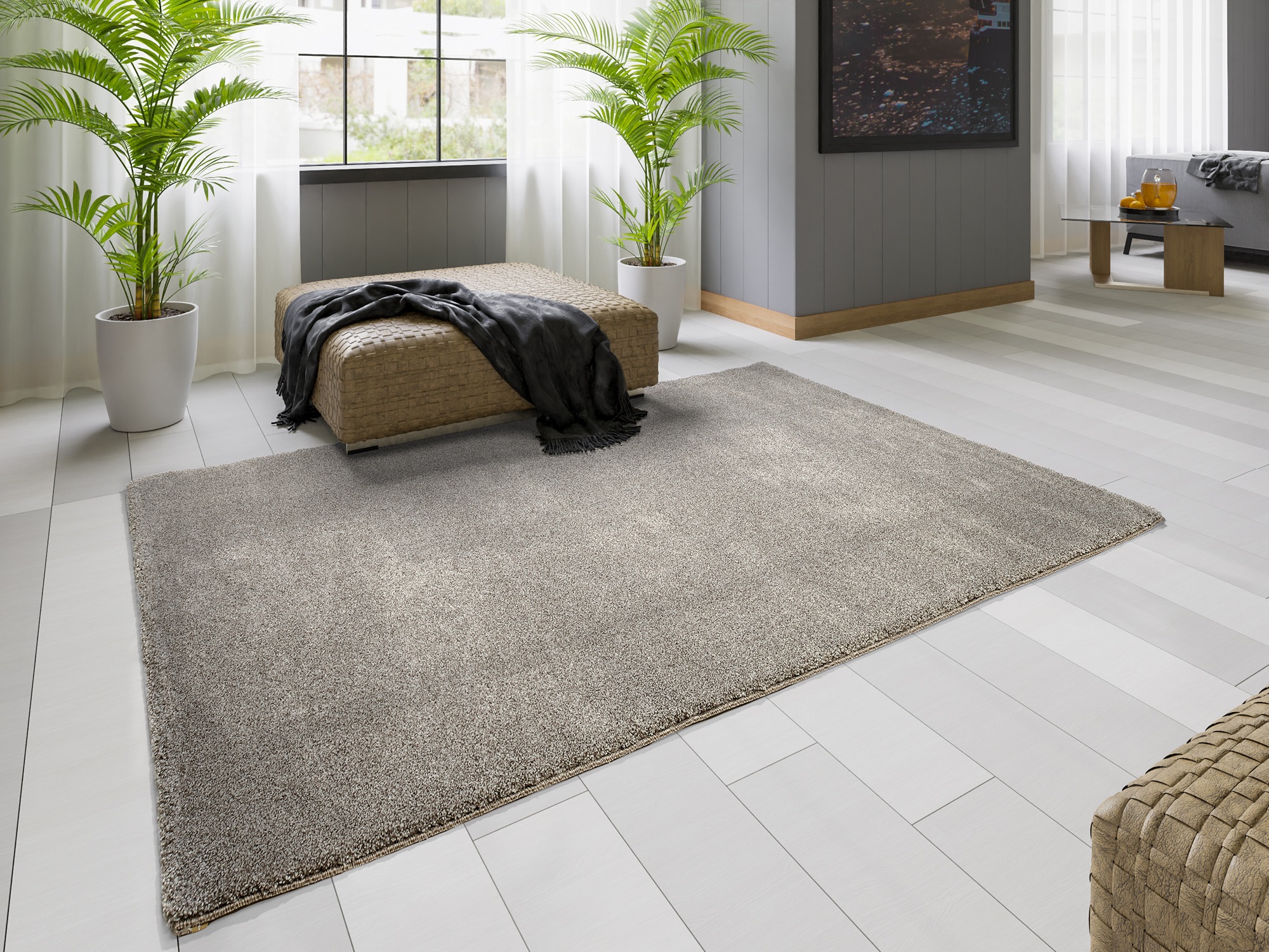 Teppich OCI DIE TEPPICHMARKE "NEW VILLA MELANGE, auch als Läufer und in rund", braun (hellbraun), B:140cm H:20mm L:200cm, Polypropylen, Teppiche, Teppich, dichter Shaggy, melierte uni Farben, robuster Hochflor, Wohnzimmer