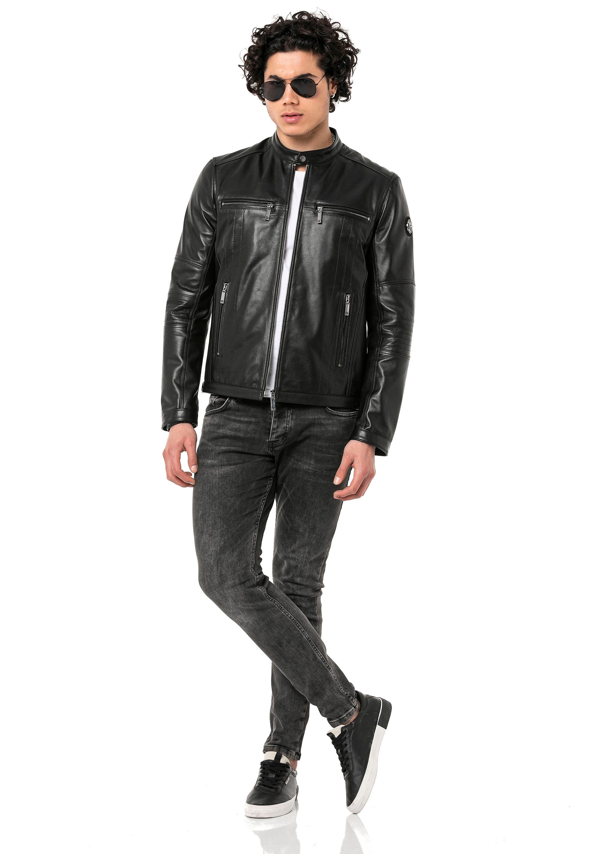 RedBridge Lederjacke »Kidderminster«, im angesagten Biker-Stil