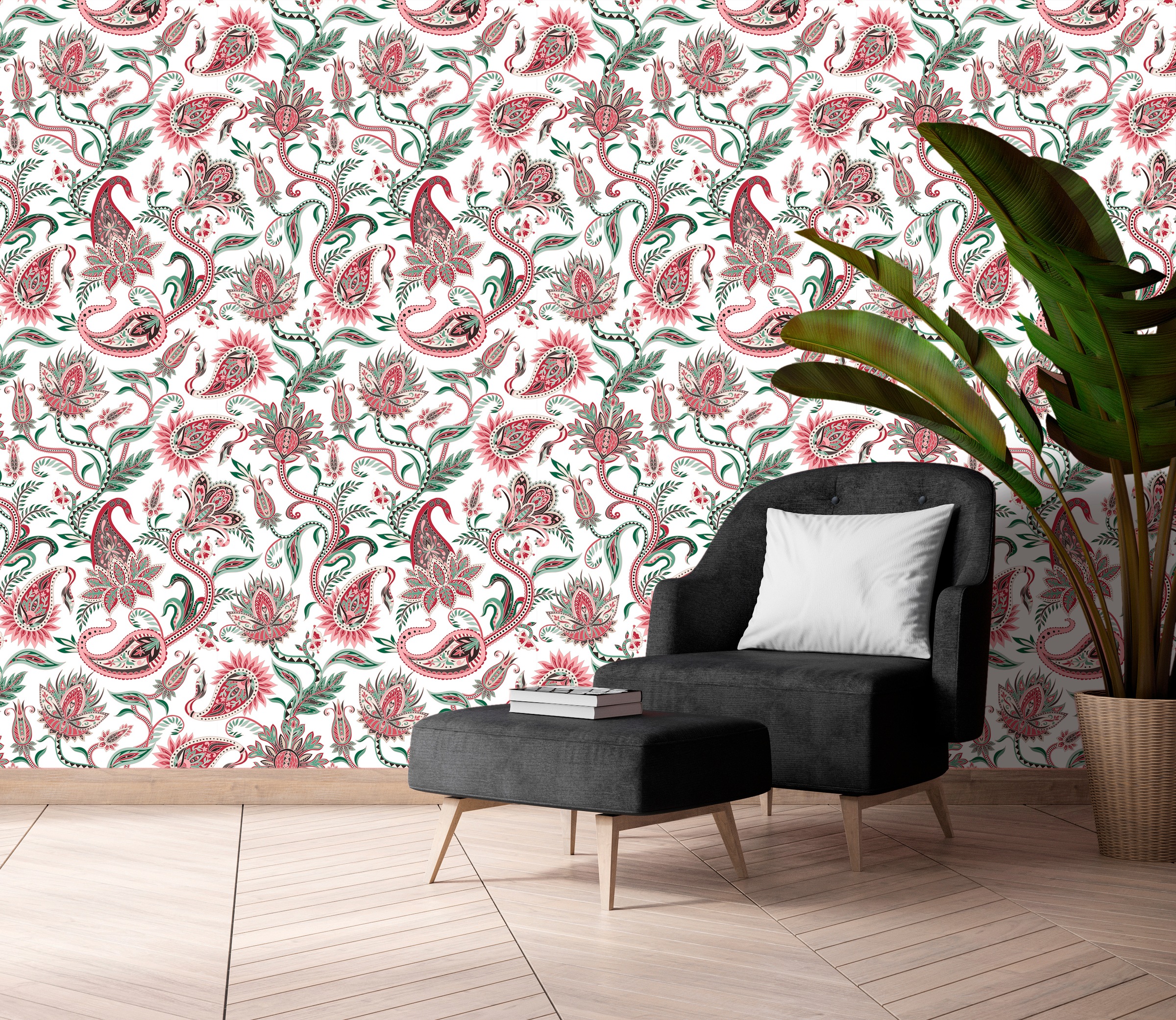 queence Vinyltapete »Marina«, bedruckt-Motiv-botanisch-floral-gemustert-natürlich, 90x250cm, selbstklebend, kinderleichte Anbringung, Sticker