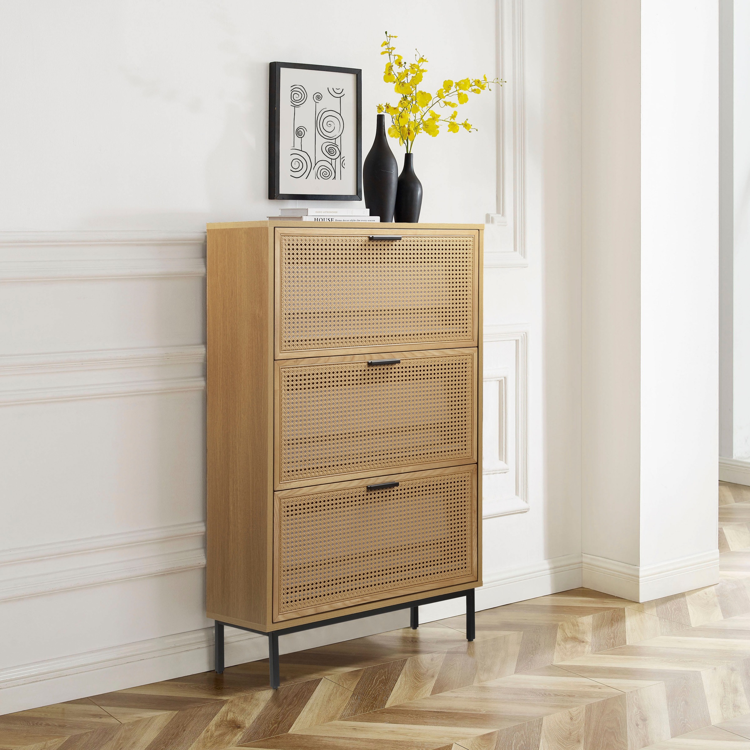 OTTO home Schuhschrank "Feines" aus massiver Esche, Metallgestell mit Pulve günstig online kaufen