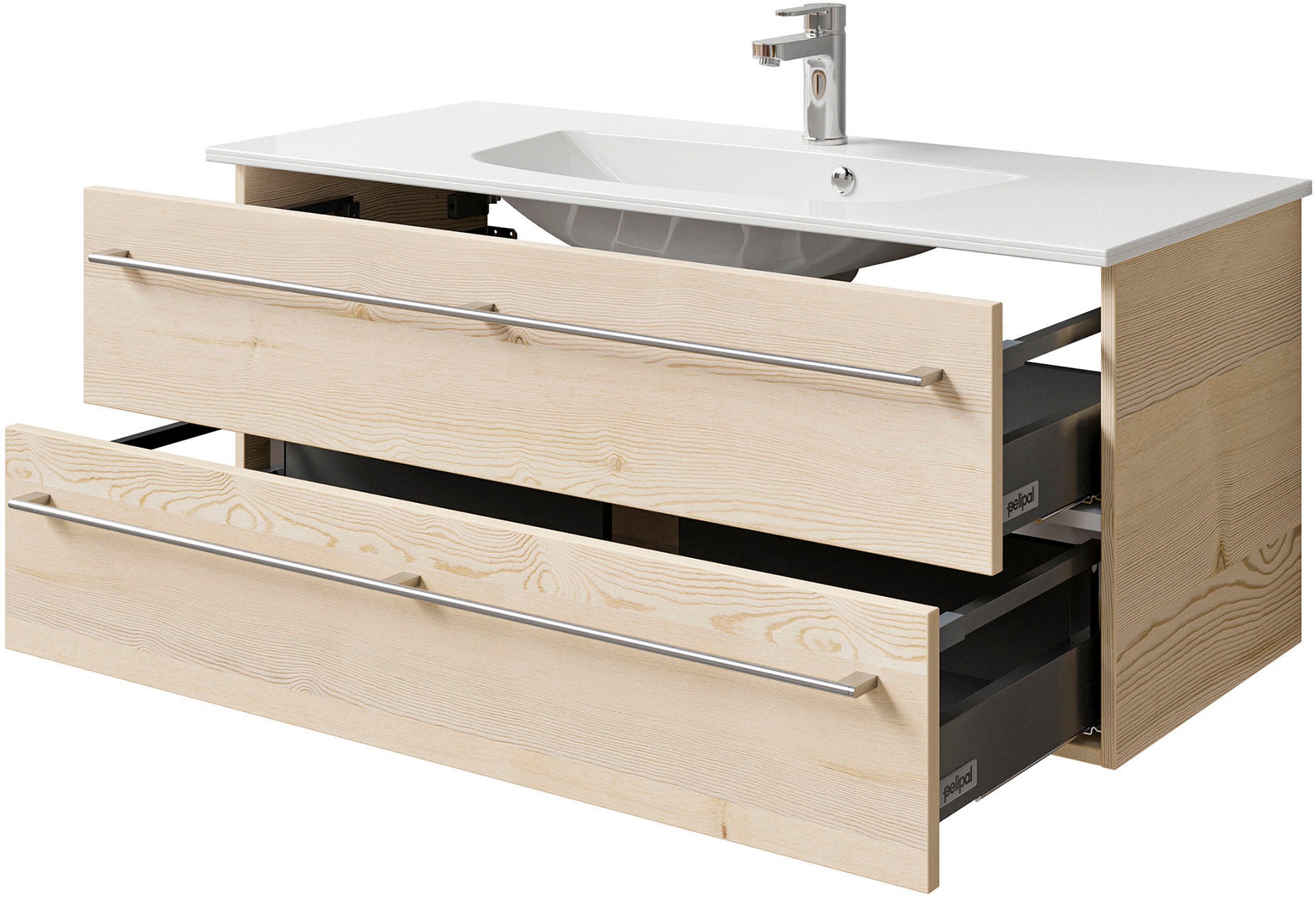 Saphir Waschtisch »Serie 6025 Mineralmarmor-Waschtisch mit Unterschrank, 117 cm breit«, Waschplatz mit 2 Schubladen, hängend, verschiedene Ausführungen