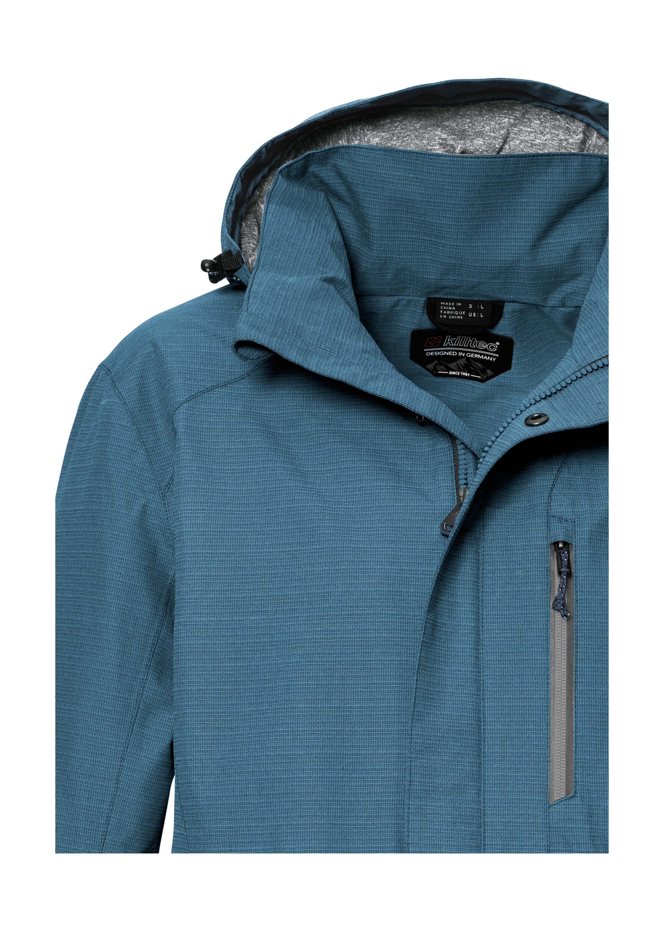 Funktionsjacke KILLTEC "KOS 256 MN JCKT", Herren, Gr. 3XL, blau, Obermaterial: 100% Polyester;Futter: 100% Polyester, Jacken Funktionsjacke, Wasser- und winddichte Herrenjacke, atmungsaktiv, abnehmbare Kapuze 2
