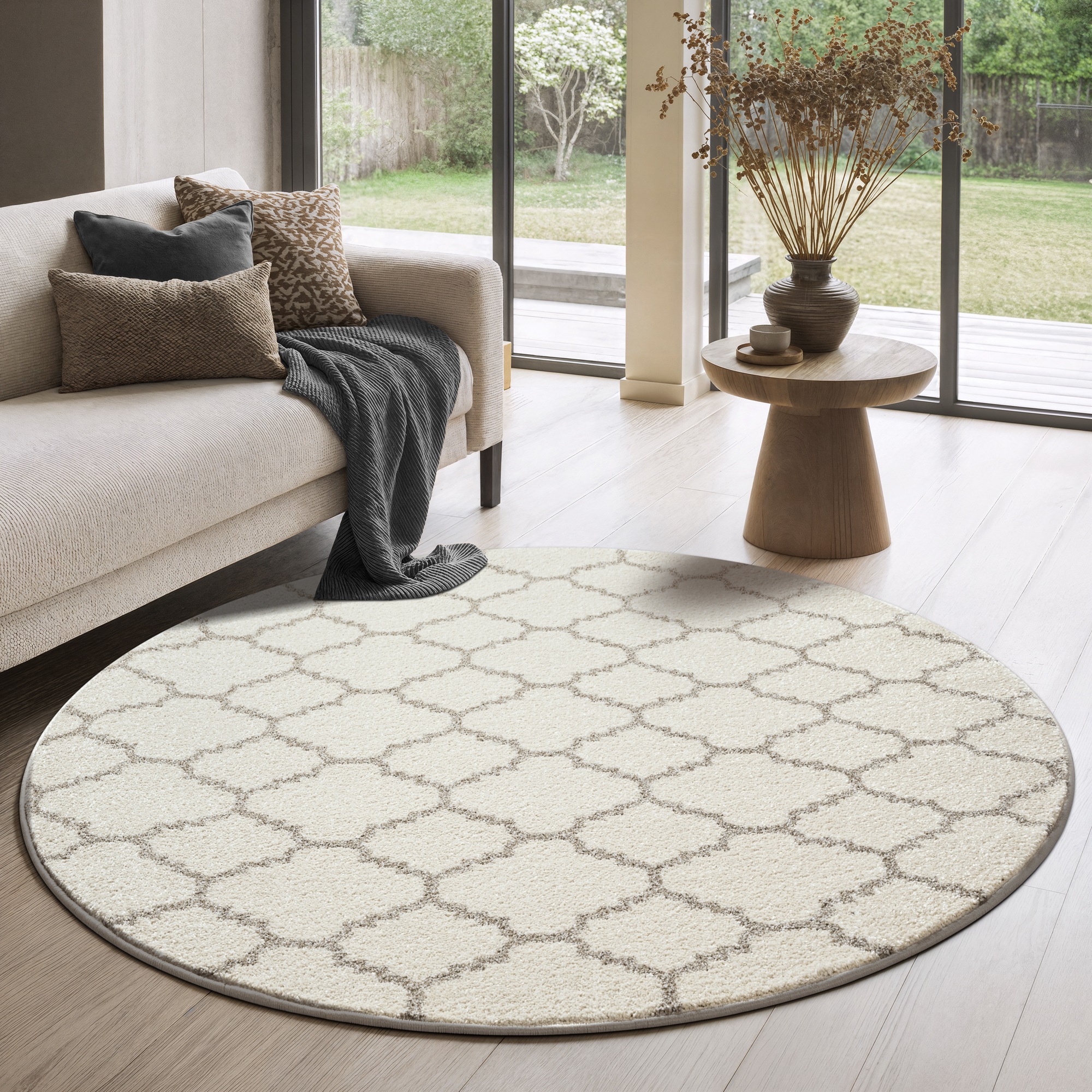 Sanat Teppich »Boho 8202« rund 10 mm Höhe Kurzflor, robust, Boho, Scandic, für Fussbodenheizung geeignet