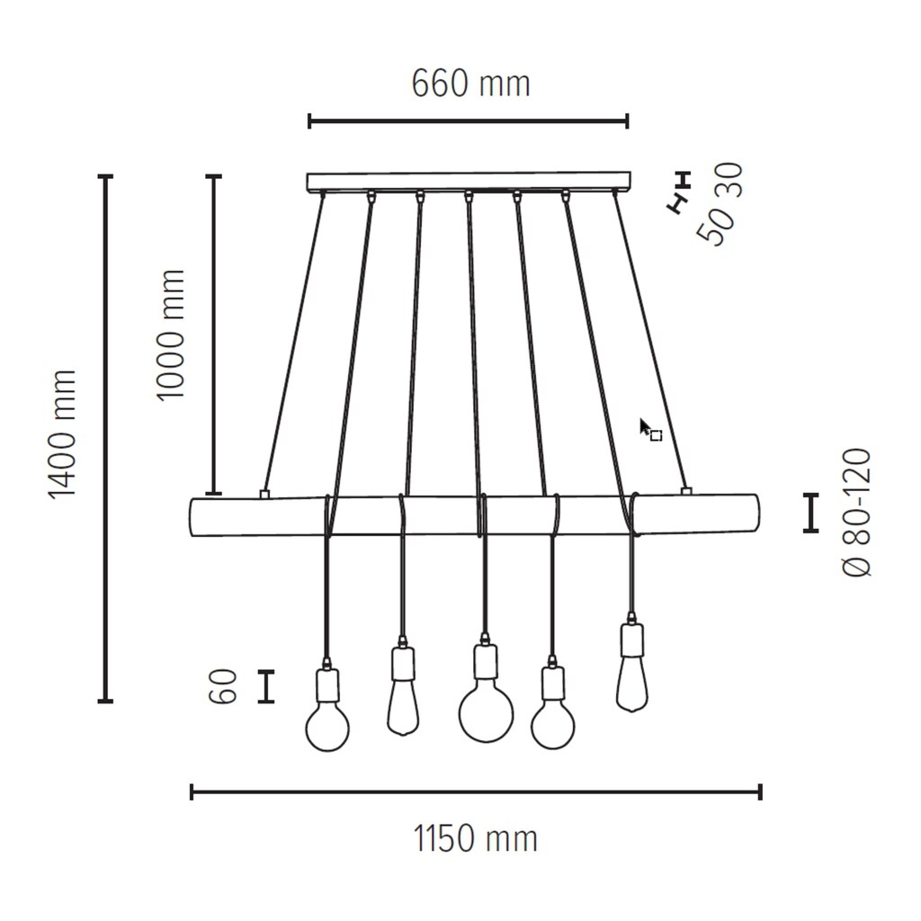 SPOT Light Pendelleuchte »TRABO LONG«, 5 flammig-flammig