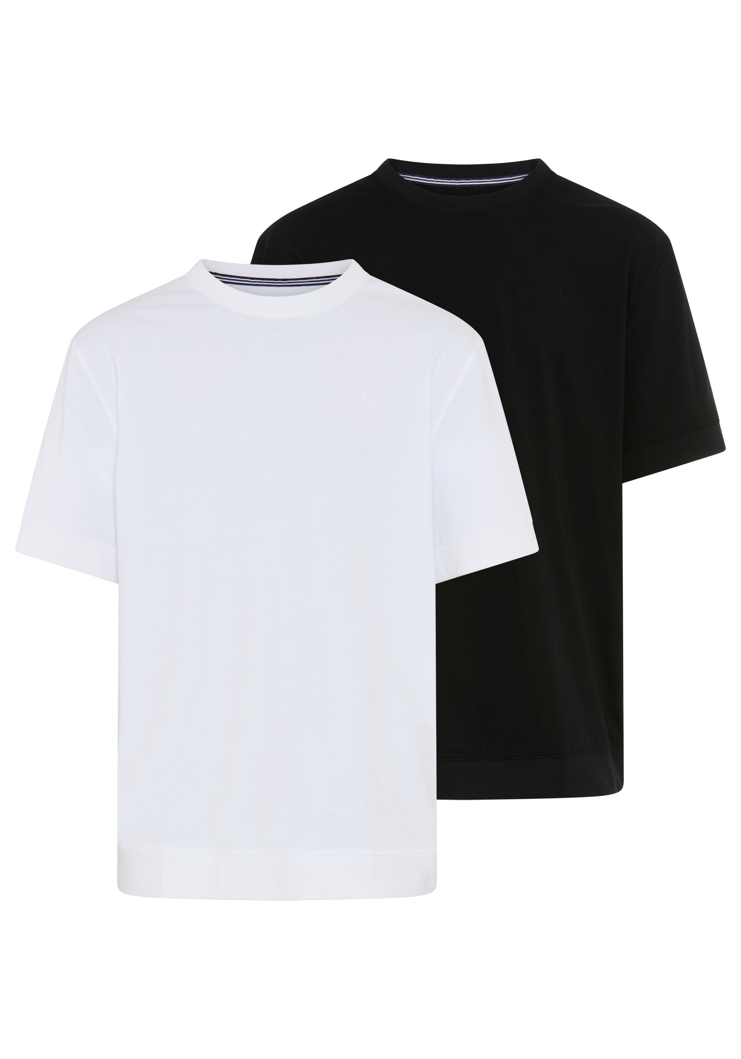 Mans World Plus Rundhalsshirt "auch in Grosse Größen bis Gr. 7XL Bauch-Fit mit breitem Saumbündchen" 2er-Pack, Regular Fit, Kurzarm, unifarben, auch in großen Größen