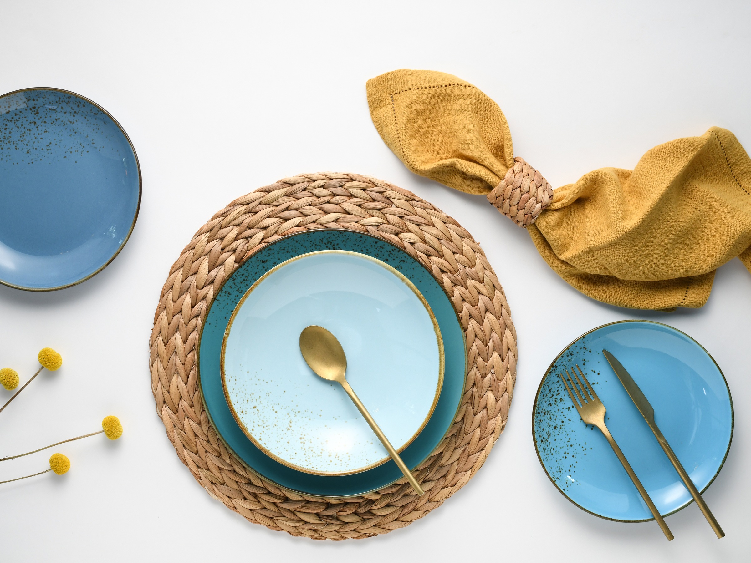 CreaTable Tafelservice "Geschirr-Set NATURE COLLECTION Aqua" Teller Set, Service, 12 Teile, für 4 Personen