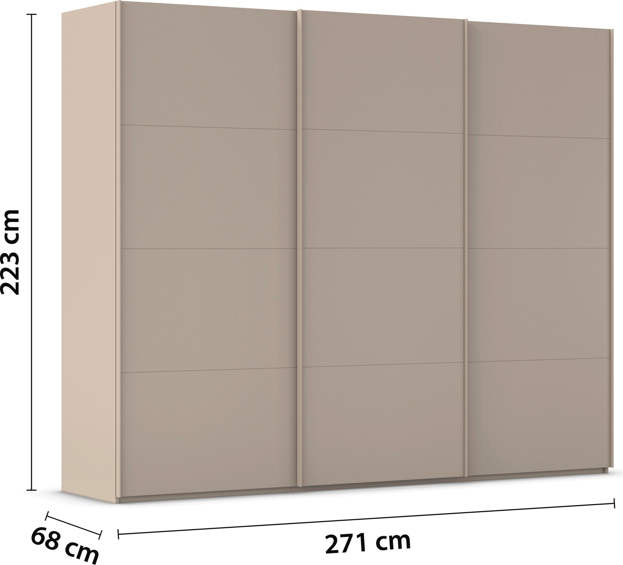 rauch Schwebetürenschrank »Kleiderschrank Schrank Garderobe Schlafzimmerschrank SCALE-FYRA«, edle viergeteilte Türen viele Farben und Griff-Farben MADE IN GERMANY
