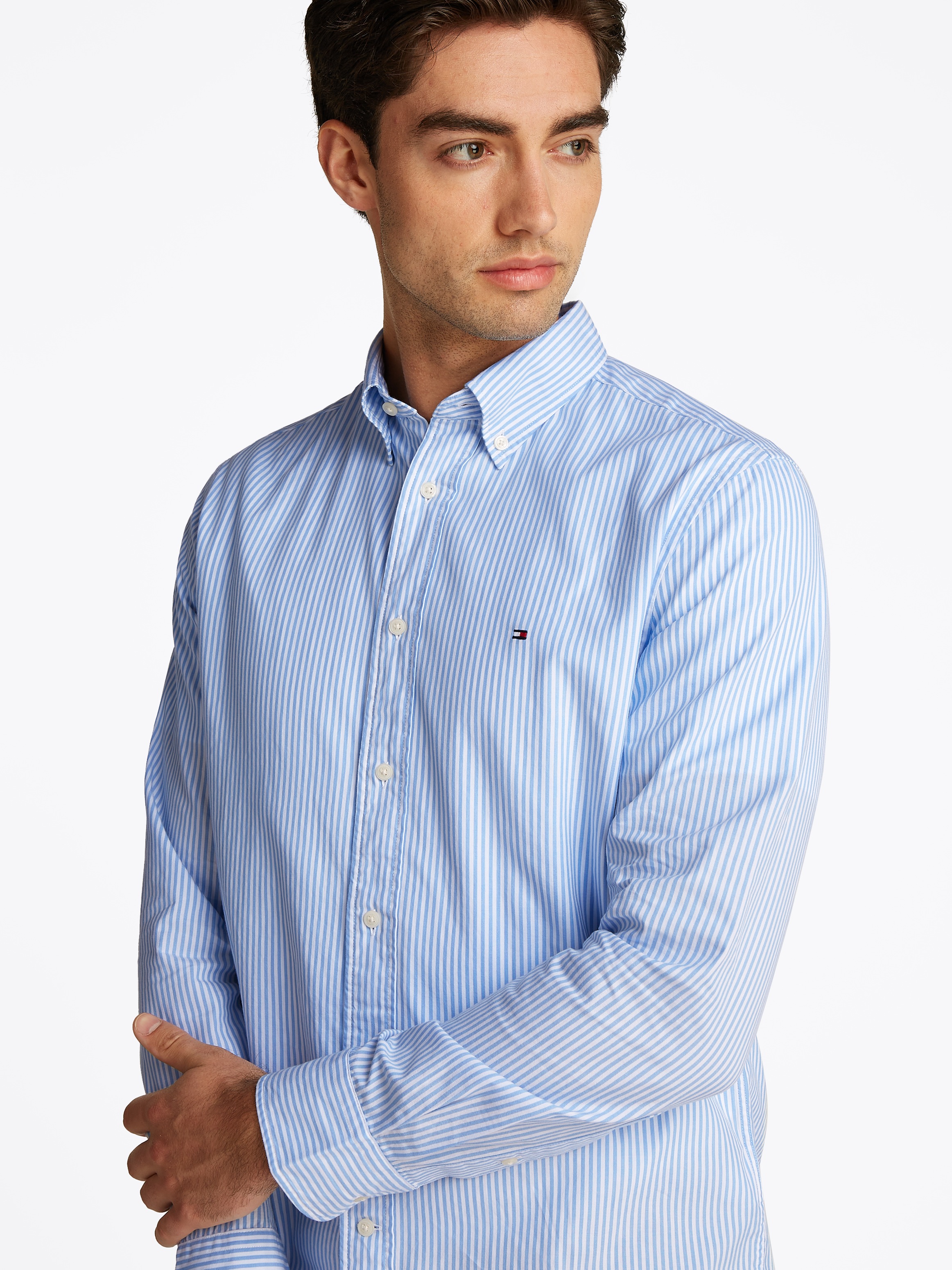 Tommy Hilfiger Langarmhemd »FLEX POPLIN CLASSIC STP Regular Fit SHIRT« mit Sreifenmuster