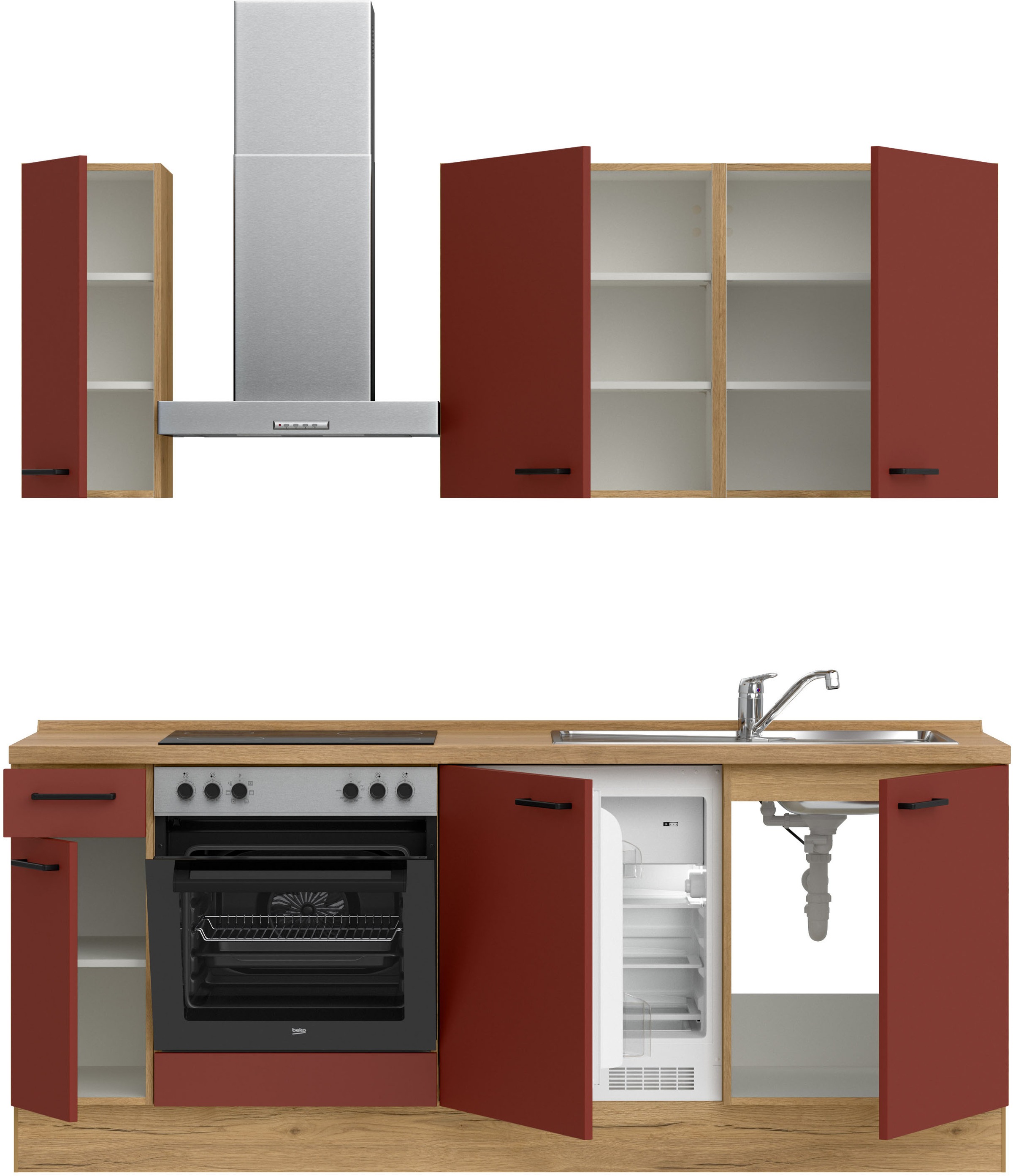 nobilia® Küchenzeile »"Easytouch I"«, vormontiert, Ausrichtung wählbar, Breite 210 cm, wahlw. mit E-Geräten