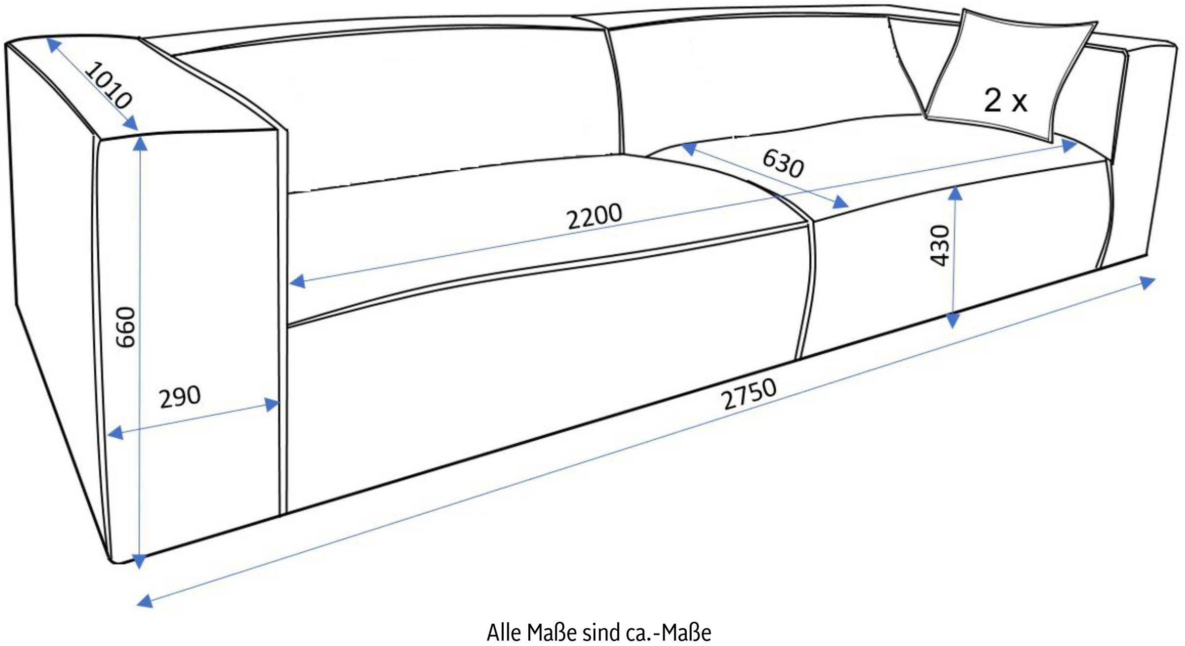 andas 3-Sitzer »BAKELS, Couch in Cord oder Boucle-Stoff, Sofa im modernen Design«, bequemer Sitzkomfort,in 2 Stoffen und 8 Farben lieferbar