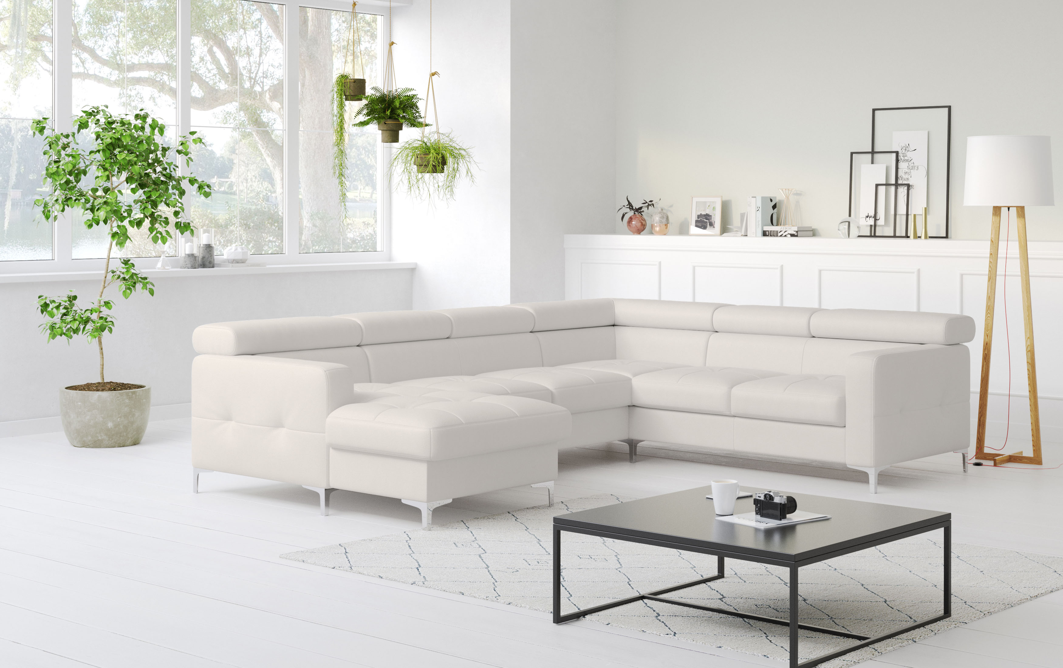 COTTA Wohnlandschaft "Sammy U-Form, B: 304 cm" Kopfteilverstellung, optional Schlaffunktion & Bettkasten