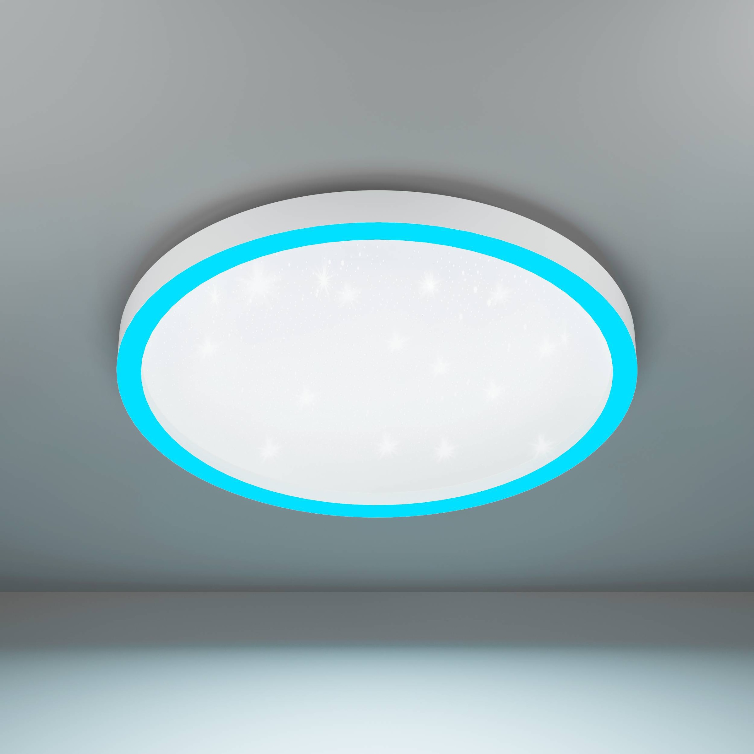 EGLO Deckenleuchte »Montemorelos-Z Deckenlampe, ZigBee 3.0, Kristall-Effekt, Bürolampe« LED-Modul 1 Stk. Kaltweiß | RGB Wand-/Deckenleuchte - H7 x Ø57 cm - weiß - 34,5W inkl.