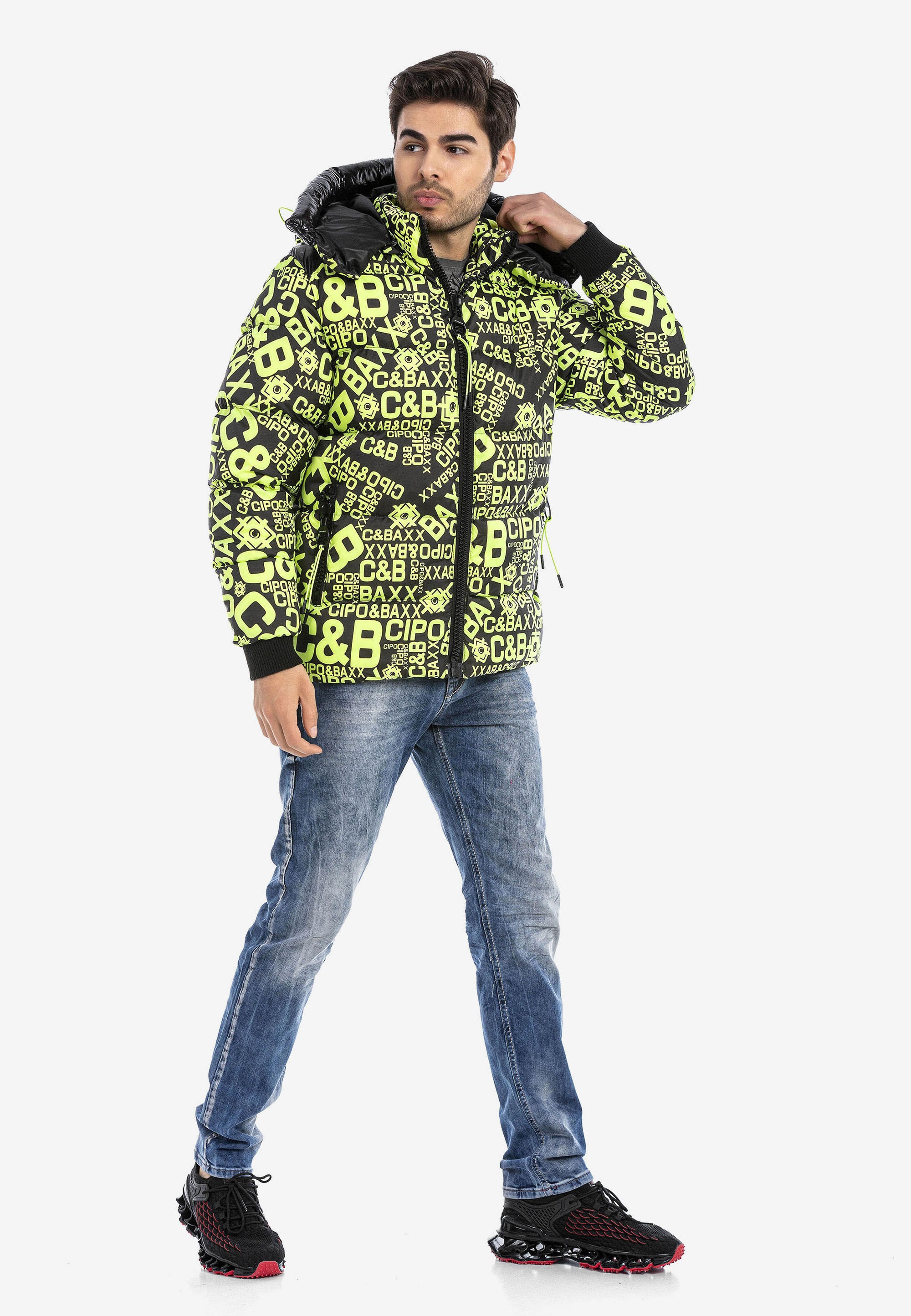 Cipo & Baxx Winterjacke »Winterjacke«, mit Kapuze, mit stylischem Schriftzug