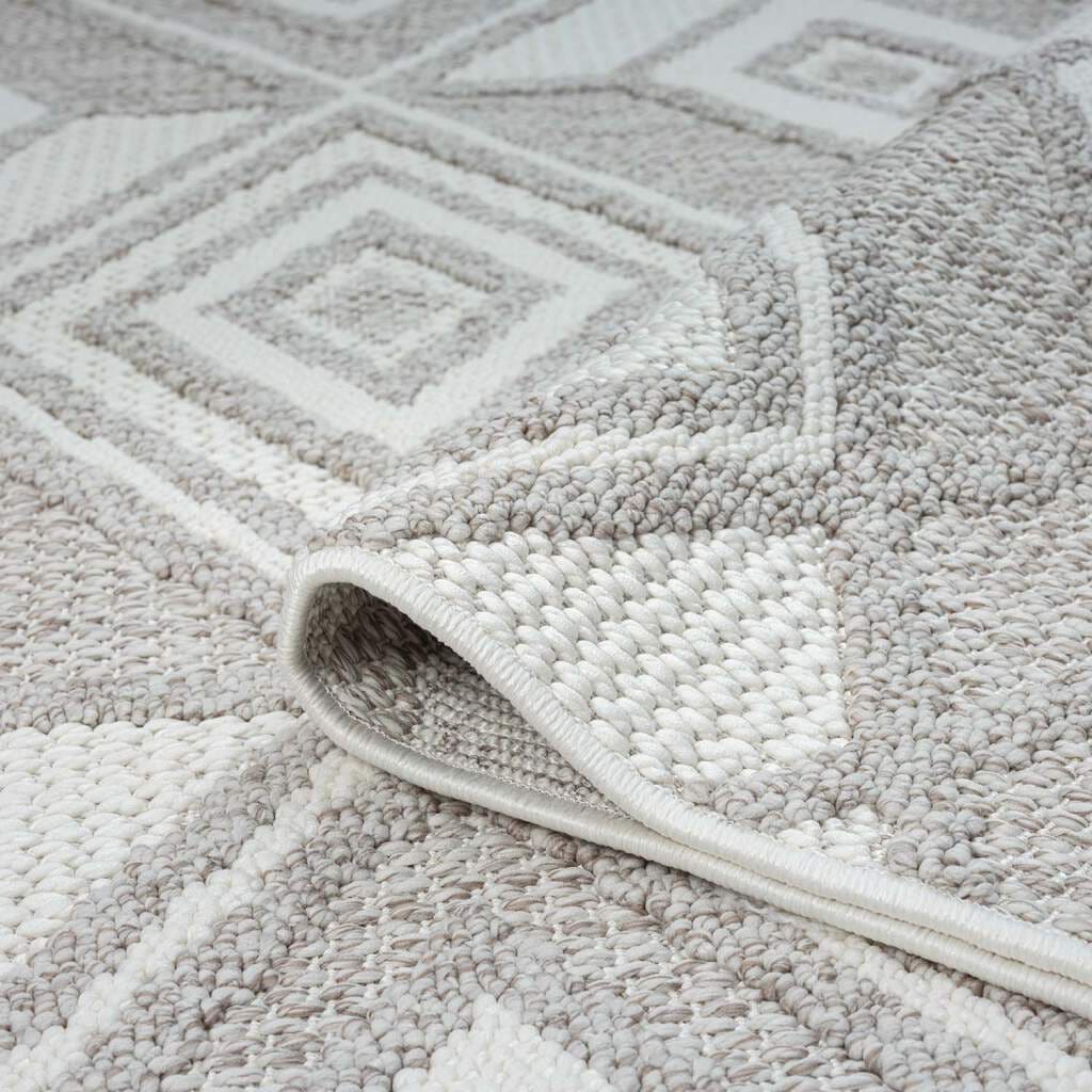 Carpet City Teppich »LINDO 8875«, rechteckig, Kurzflor, Hochtief-Muster/ 3D-Effekt, Fransen, Boho-Stil, Wohnzimmer
