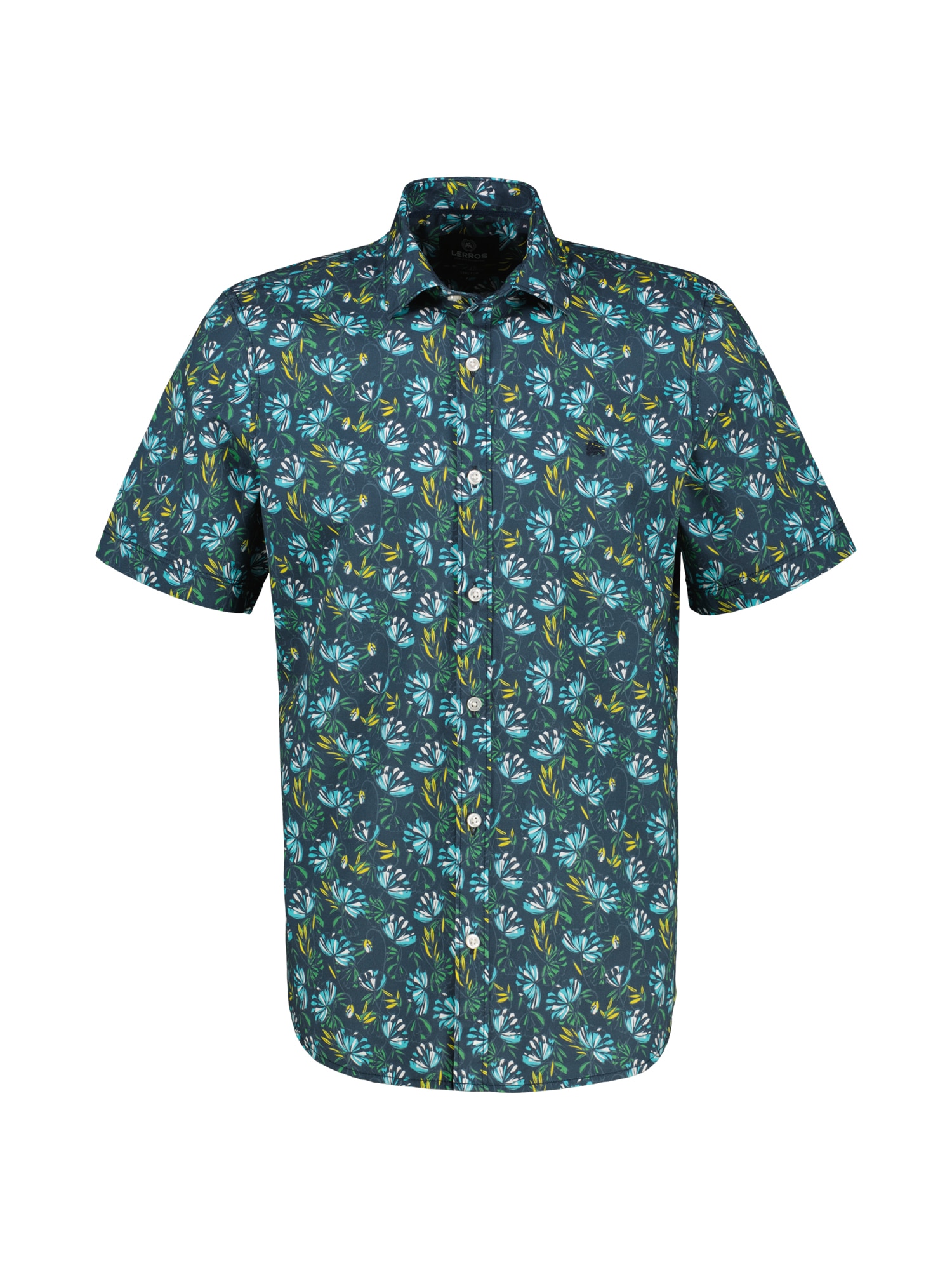 LERROS Kurzarmhemd »LERROS Herren Poplin-Stretchhemd, floral gemustert«