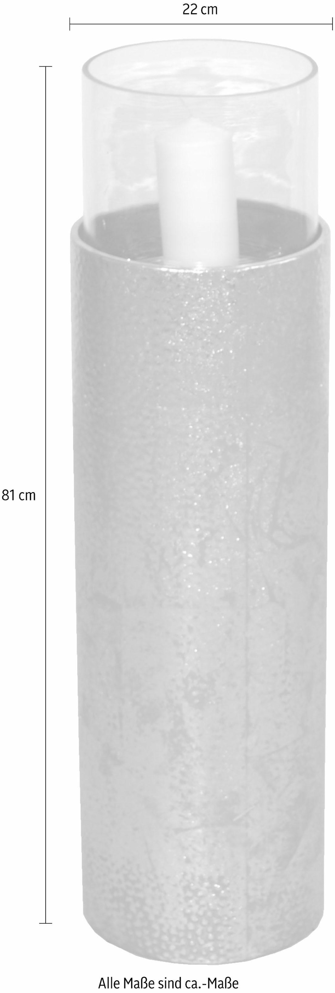 Home affaire Windlicht, (1 St.), Bodenwindlicht, aus Metall, mit Glaseinsatz, ideal für Stumpenkerzen