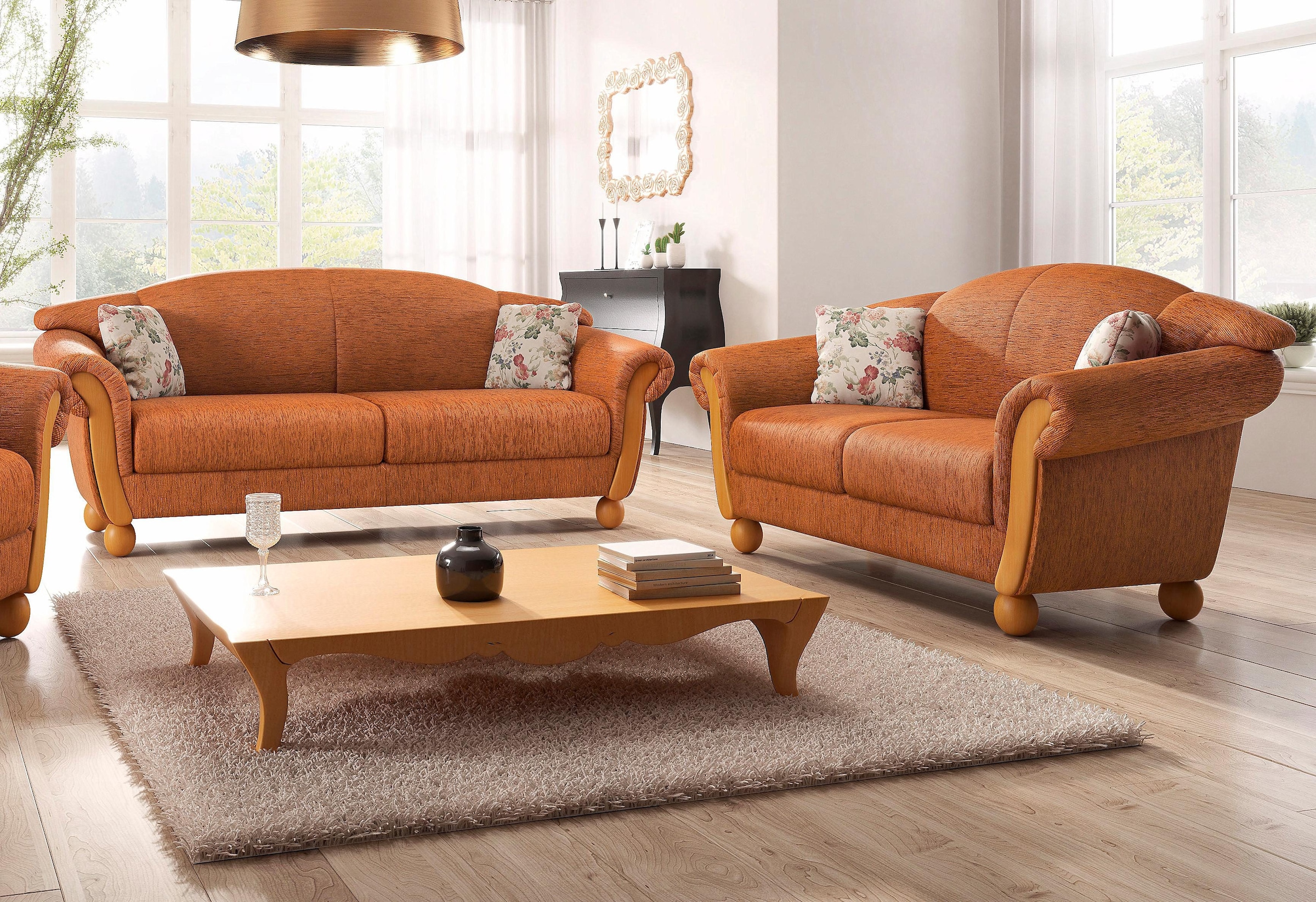 Home affaire Polstergarnitur "Milano, bequem durch Federkern, Landhaus Stil günstig online kaufen