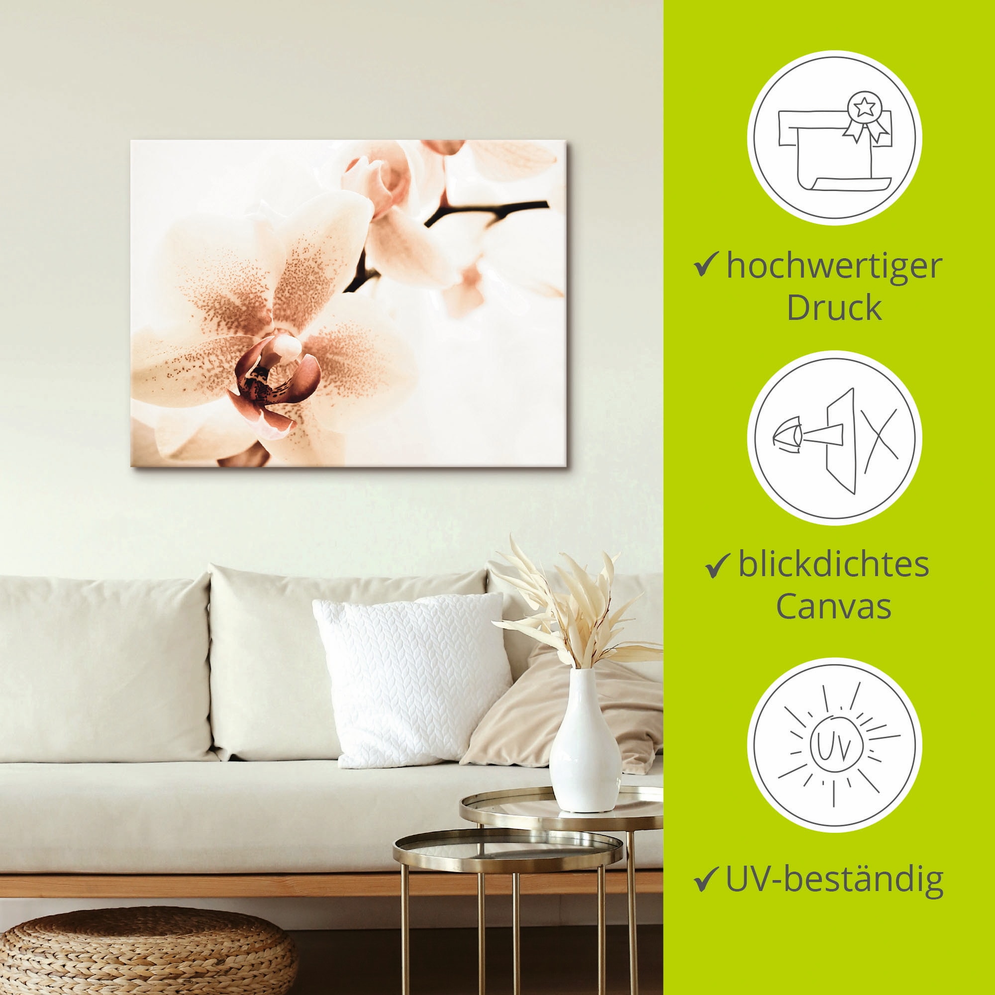 Artland Leinwandbild »Orchidee abstrakte Collage« Blumen 1 Stk. tlg. auf Holzrahmen gespannt