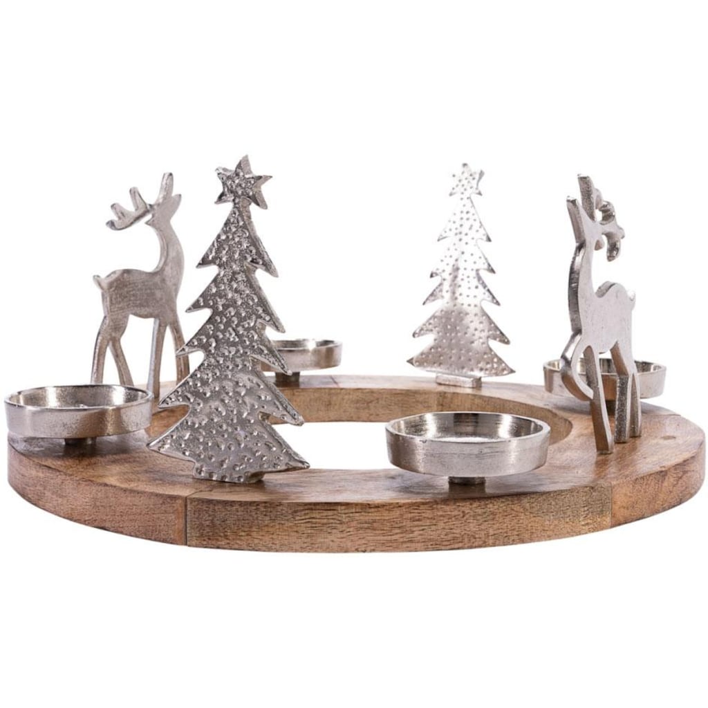 Schneider Adventsleuchter »Rentiere, Weihnachtsdeko«, aus Mangoholz und Aluminium