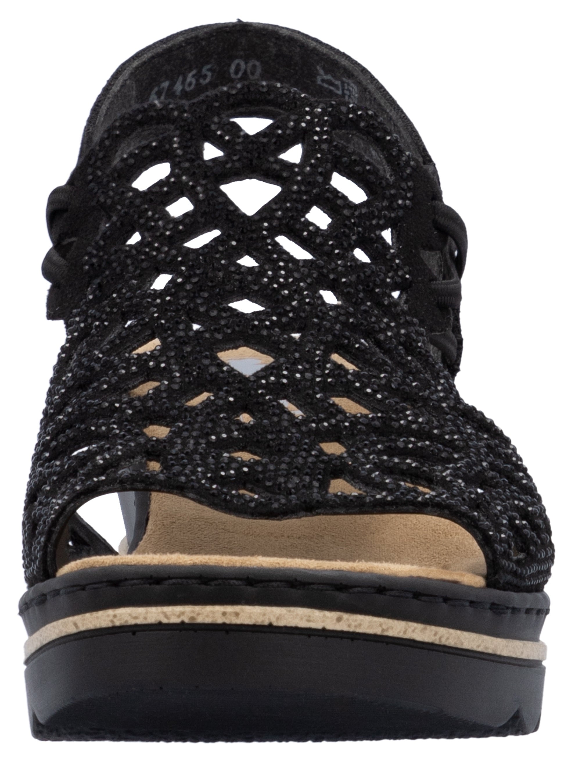 Rieker Keilsandalette, Sommerschuh, Plateausandale, Schlupfschuh mit Schmucksteinchen