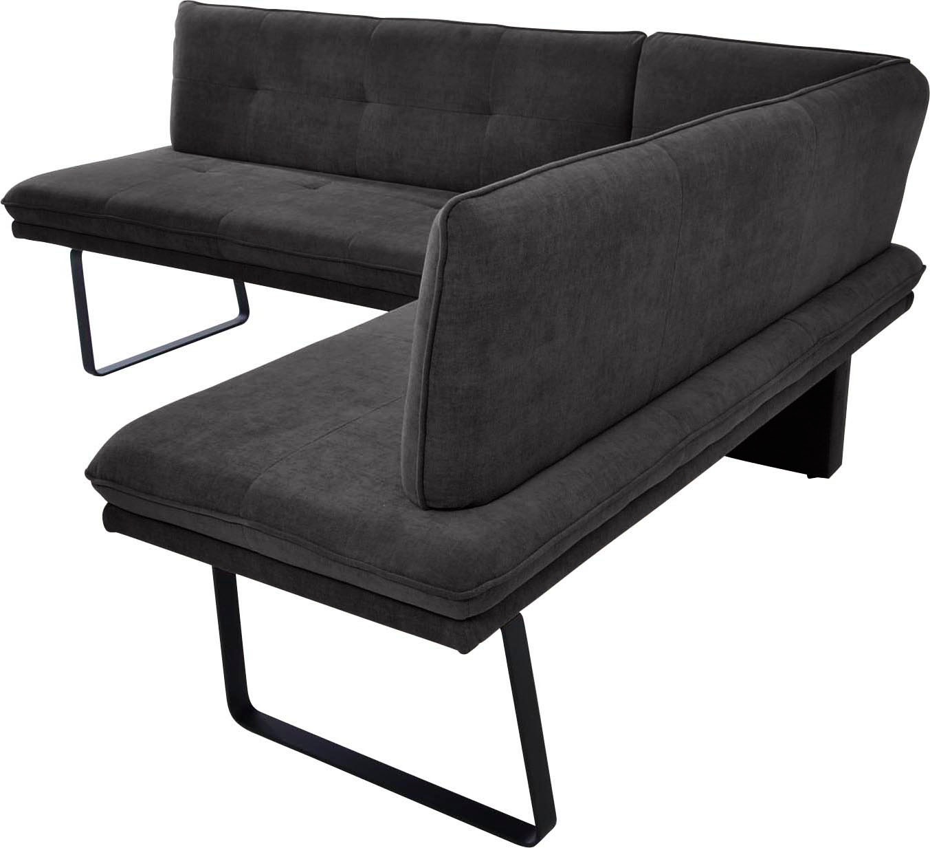 Eckbank K+W KOMFORT & WOHNEN, braun (dunkelbraun), B:207cm H:87cm T:157cm, Sitzbänke, Eckbank, Polstereckbank in Spitzkissenoptik, Sitz und Rücken gesteppt 2