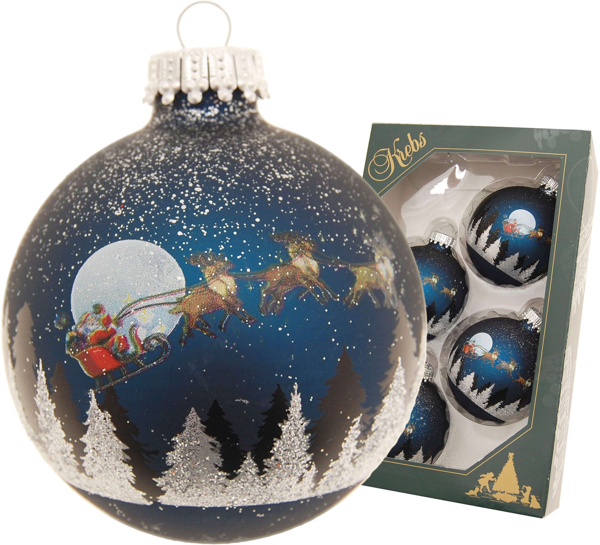 Weihnachtsbaumkugel "Spirit of Christmas, 7 cm", 7cm, blau, KREBS GLAS LAUSCHA, Weihnachtsbaumkugeln, Weihnachtsdeko, Christbaumschmuck,