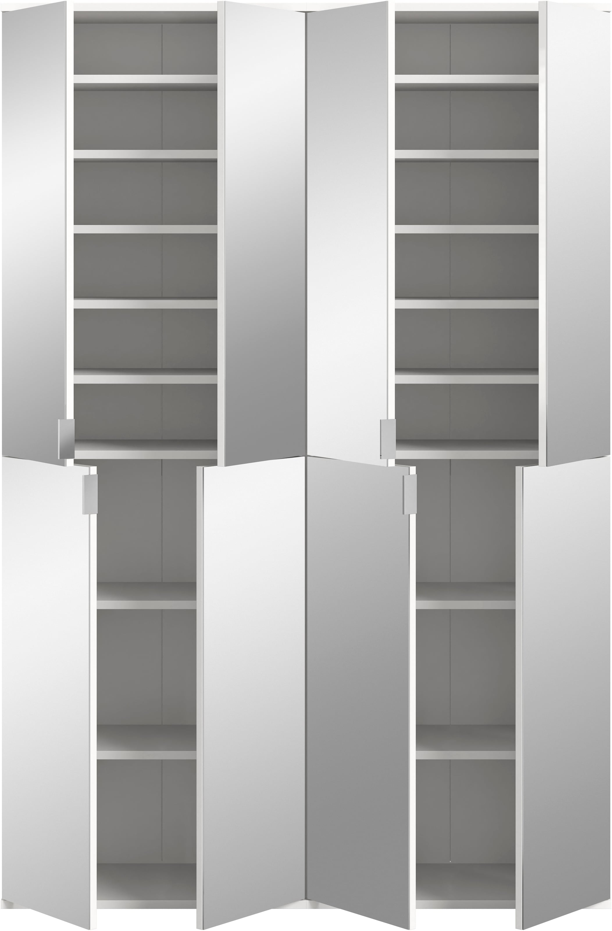 INOSIGN Garderoben-Set »Trondheim, Breite 122cm, best. aus 2 Schränken, 8 Türen, 18 Fächer«, (Set, 2 St.), inkl. ausziehbarer Kleiderstange, Garderobenschrank, Kleiderschrank