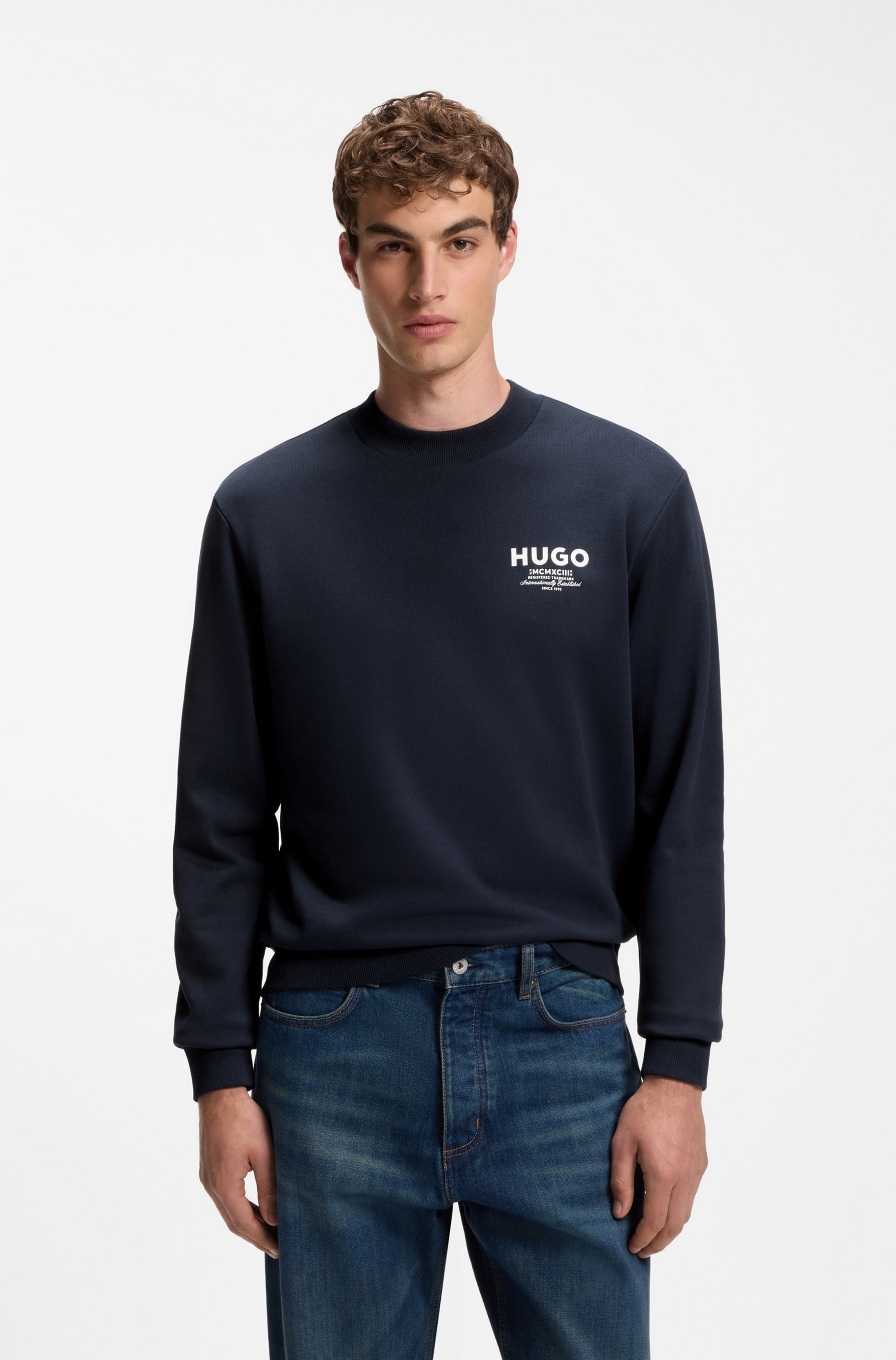 HUGO Sweatshirt "Nespon", Rundhalsausschnitt, Regular Fit, reine Baumwolle